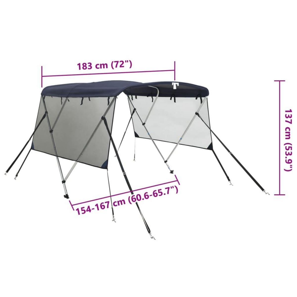 VIDAXL Toit bimini a 3 arceaux parois en maille 183x(154-167)x137 cm