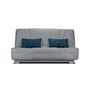 Voir la diapositive 1 : GRUHIER COMFORT BULTEX Banquette clic-clac - 3 places - Tissu gris + Coussins deco bleu - L193 x