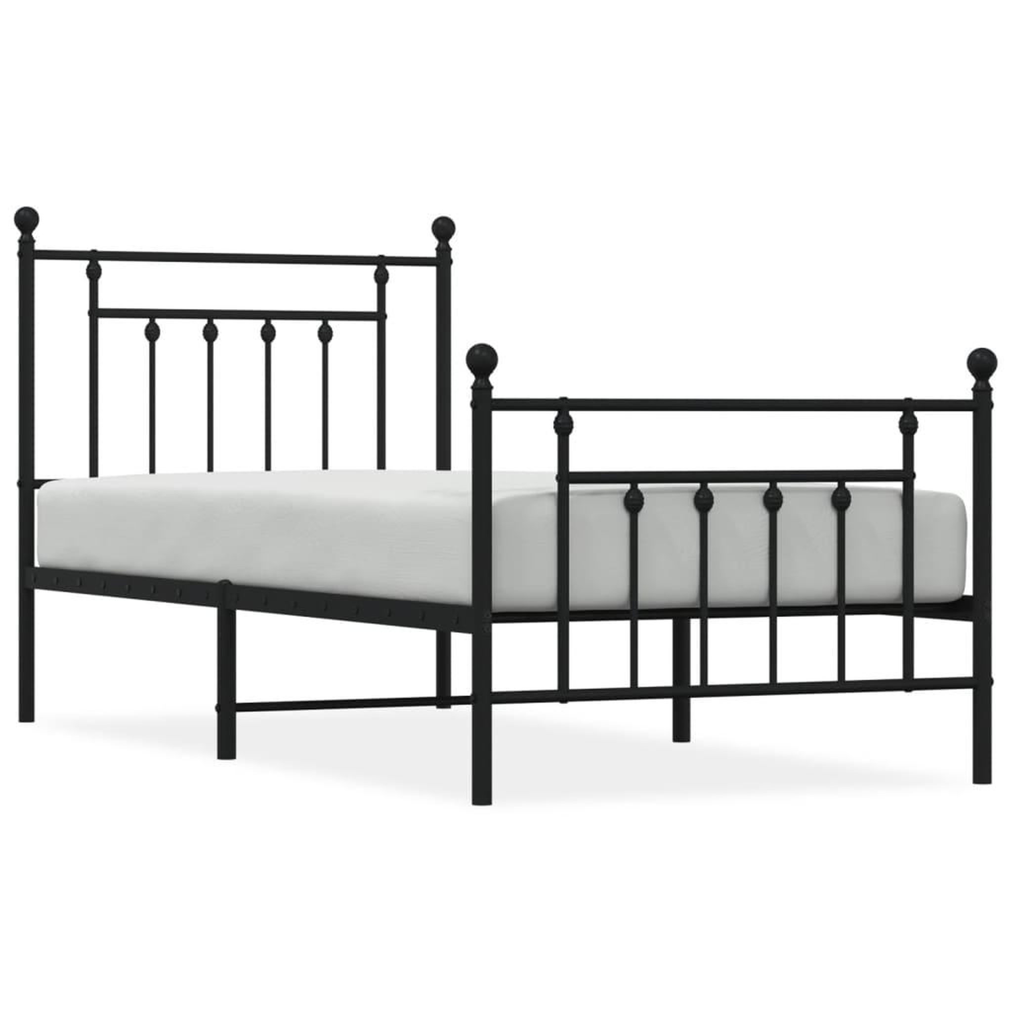 Voir la diapositive 2 : VIDAXL Cadre de lit metal sans matelas avec pied de lit noir 90x190 cm