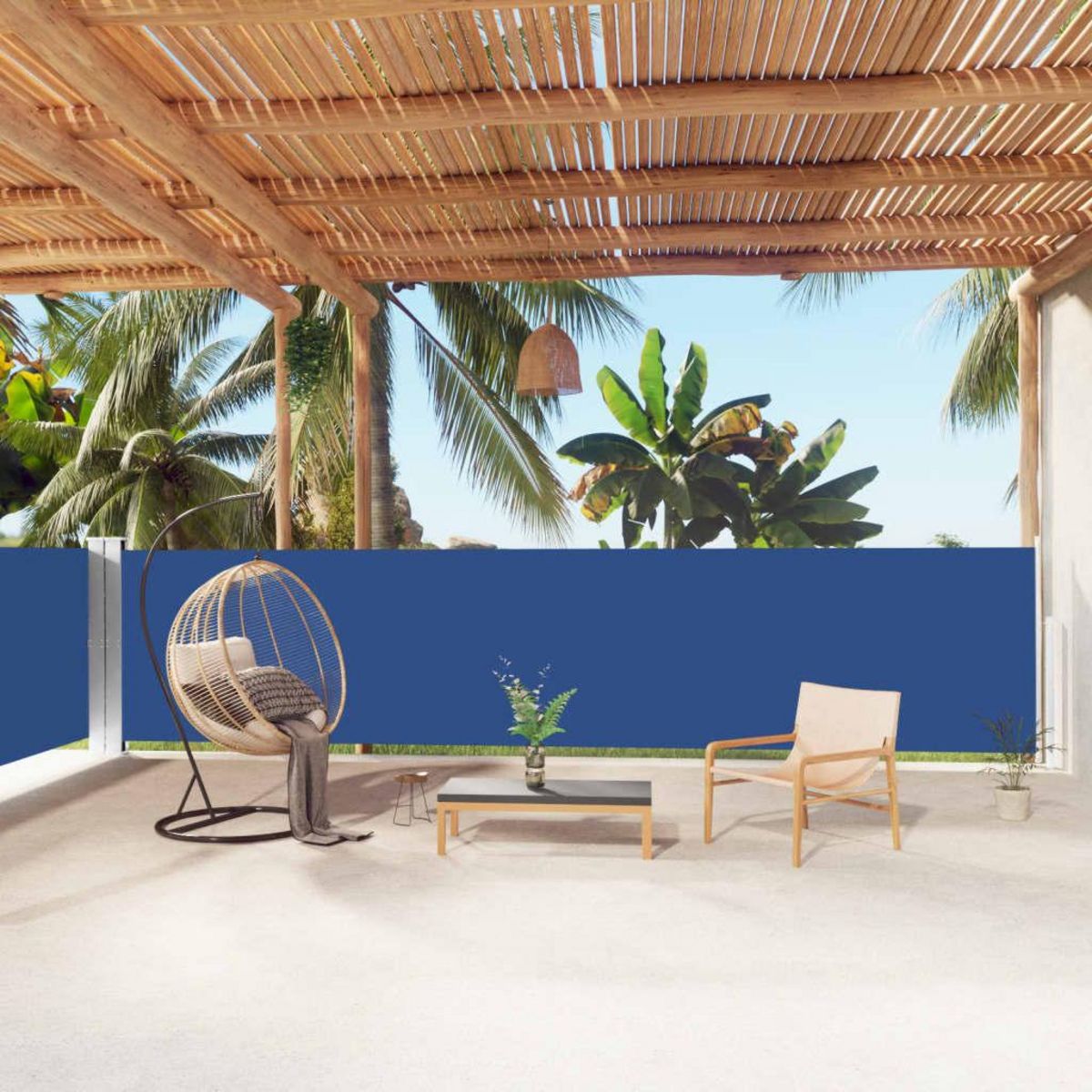 VIDAXL Auvent lateral retractable Bleu 140x1000 cm