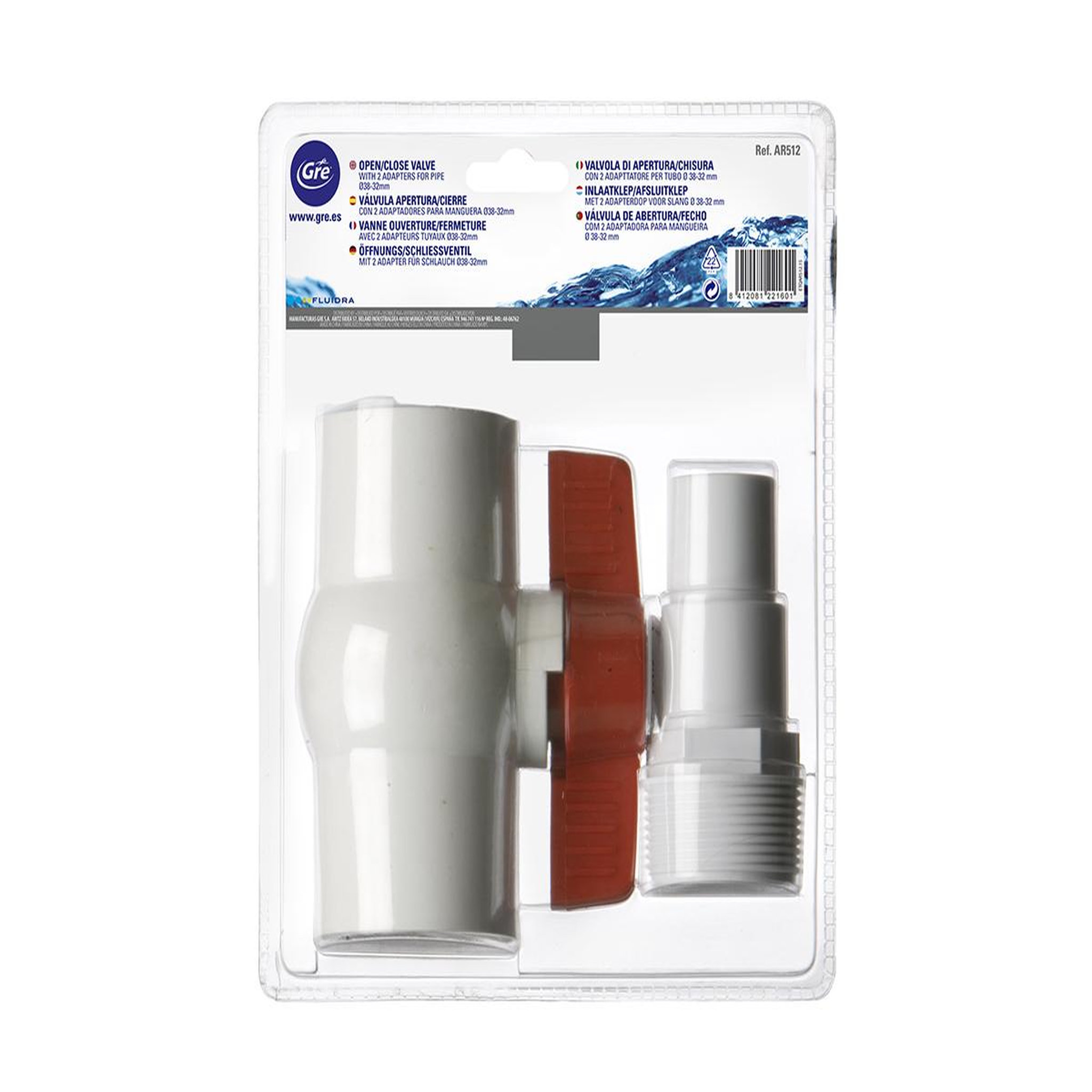 Voir la diapositive 2 : GRE Kit vanne 1/4 de tour + embout cannelé ø 38 mm - gré