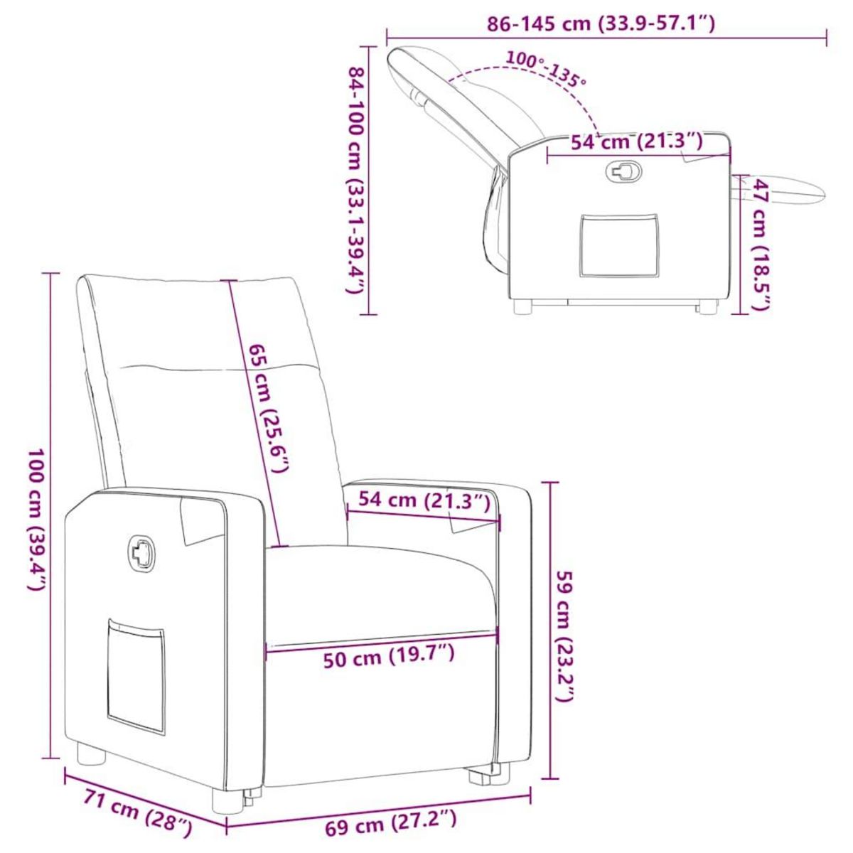 VIDAXL Fauteuil inclinable Creme Tissu