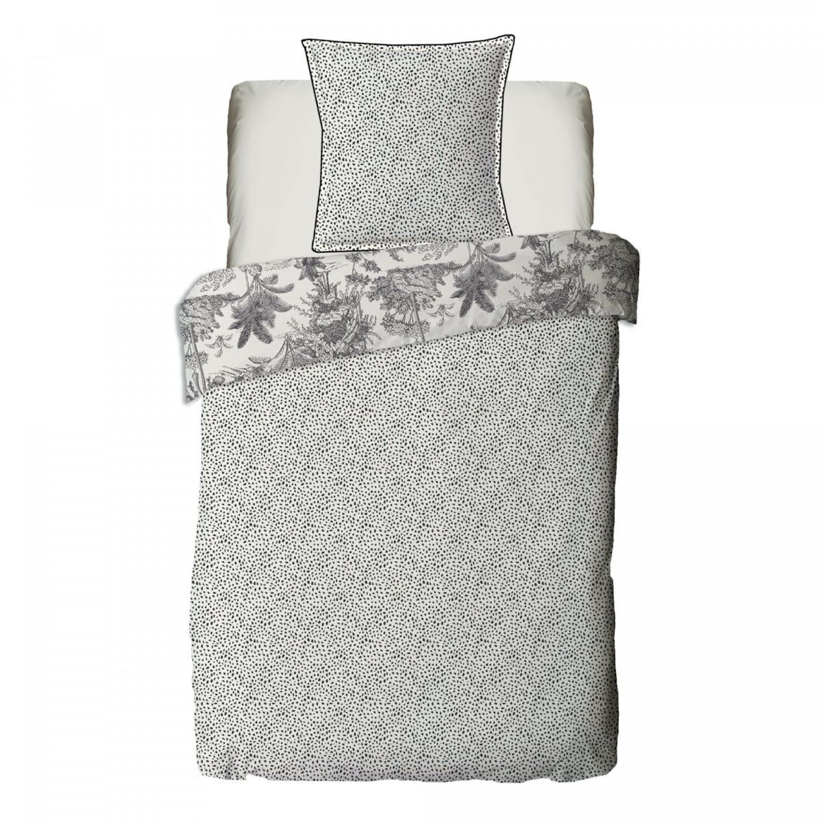 FUTURE HOME Parure de lit 1 personne en coton 57 fils imprimé blanc 140x200cm