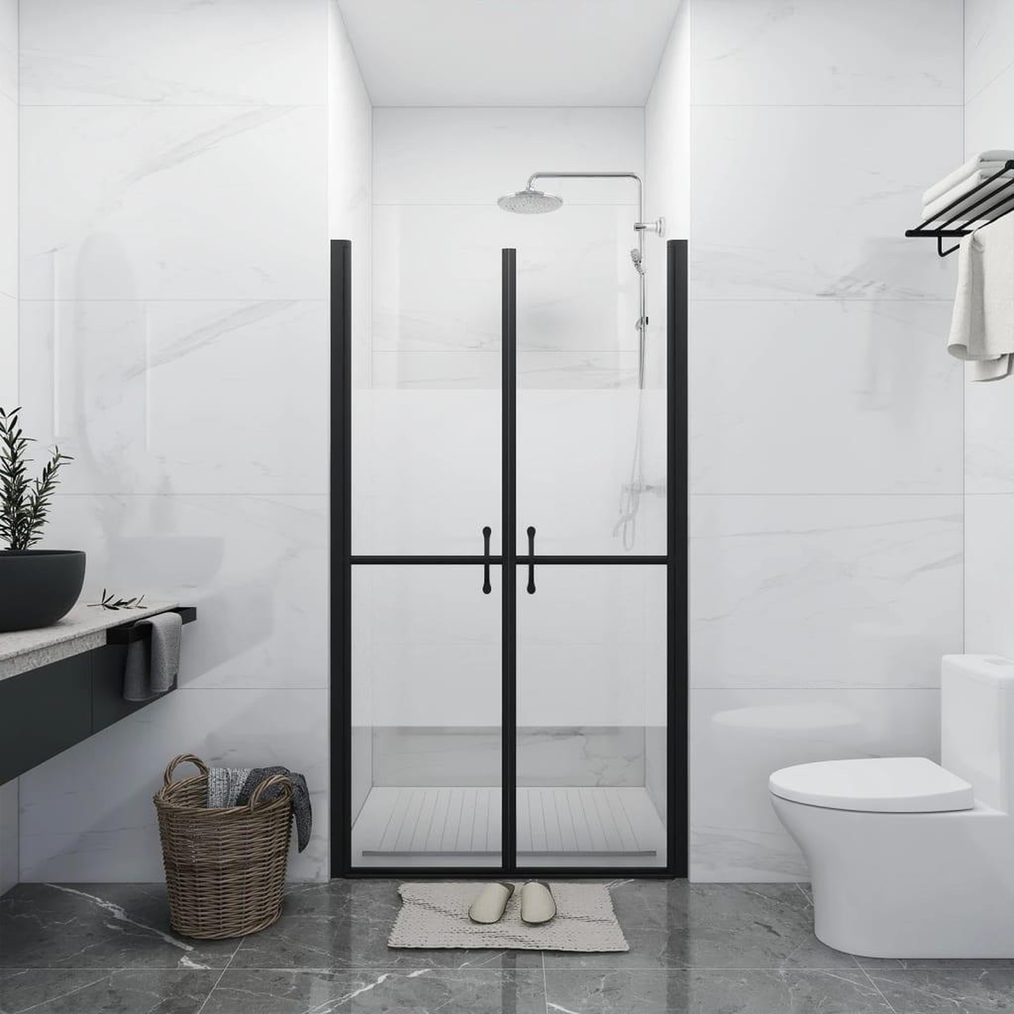 Voir la diapositive 1 : VIDAXL Porte de douche ESG demi-depoli (73-76)x190 cm