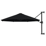 VIDAXL Parasol mural avec mat en metal 300 cm Noir