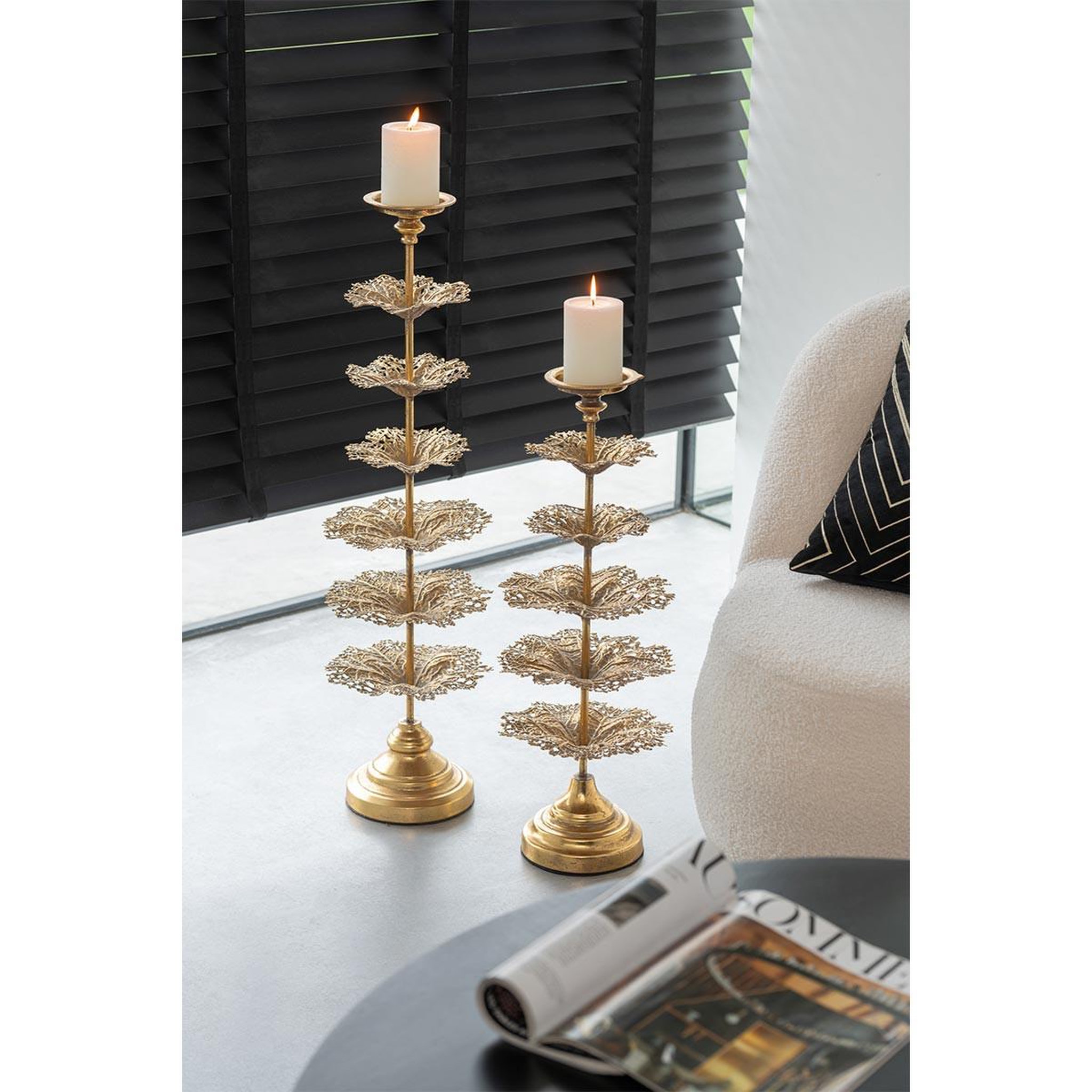 Voir la diapositive 5 : J-LINE Bougeoir déco en métal  arbre  79cm or