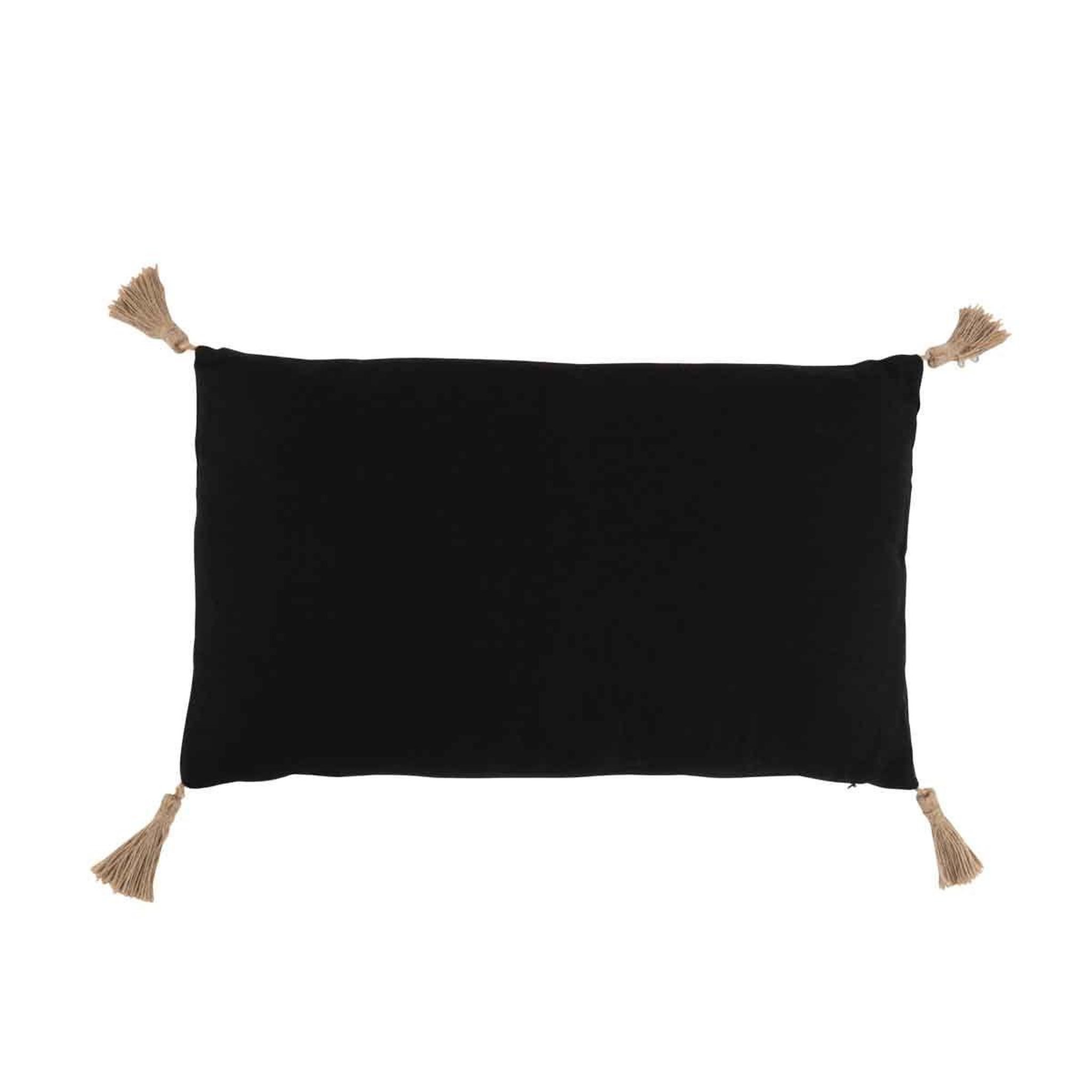 Voir la diapositive 2 : J-LINE Coussin Déco  Tissage  30x50cm Noir & Beige