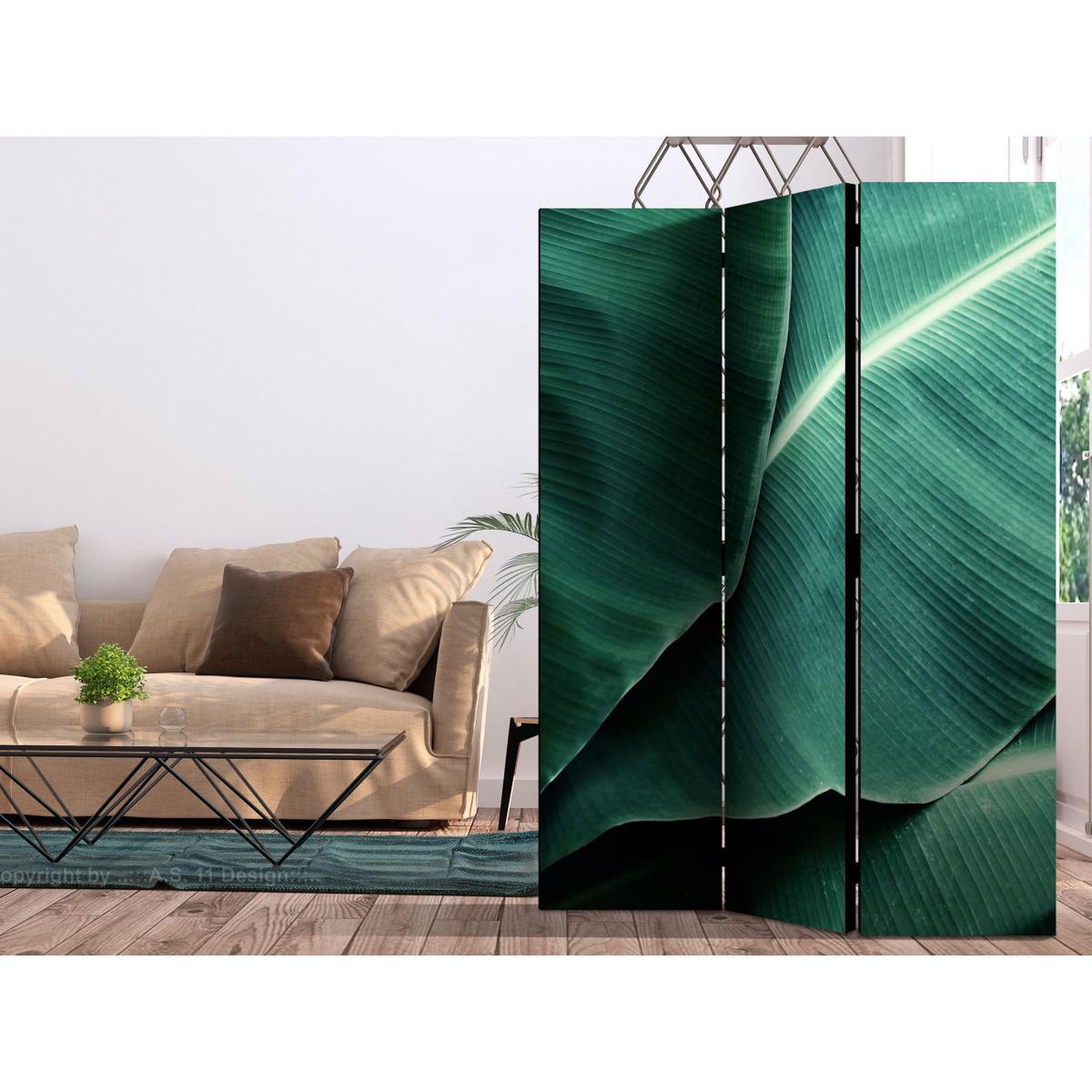 Voir la diapositive 2 : Paris Prix Paravent 3 volets  banana leaf  135x172cm