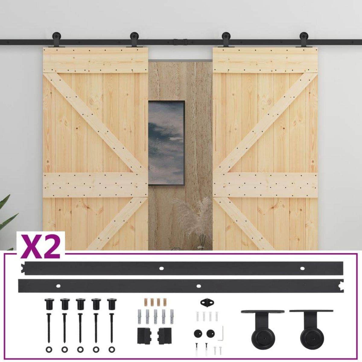 VIDAXL Porte coulissante avec kit de quincaillerie 90x210cm Pin massif