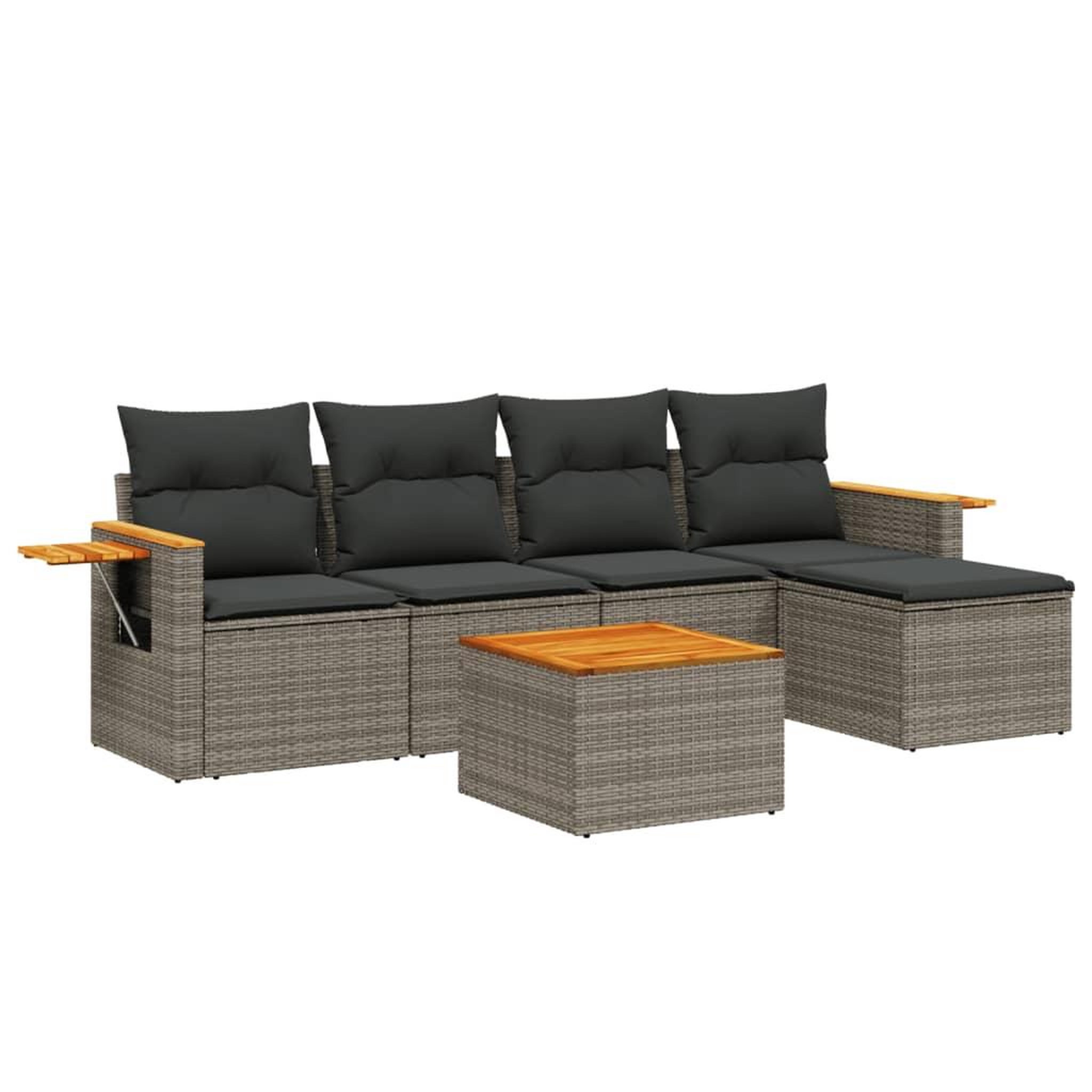 Voir la diapositive 2 : VIDAXL Salon de jardin 6 pcs avec coussins gris resine tressee