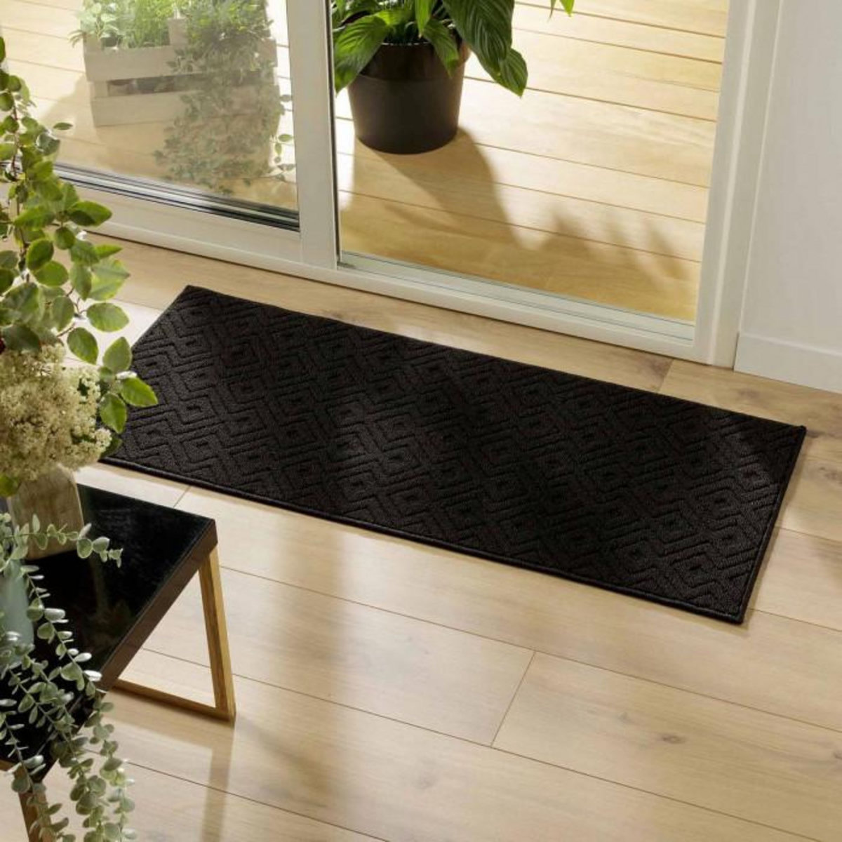 Paris Prix Tapis Multi-Usage Tissé  Losi  50x120cm Noir