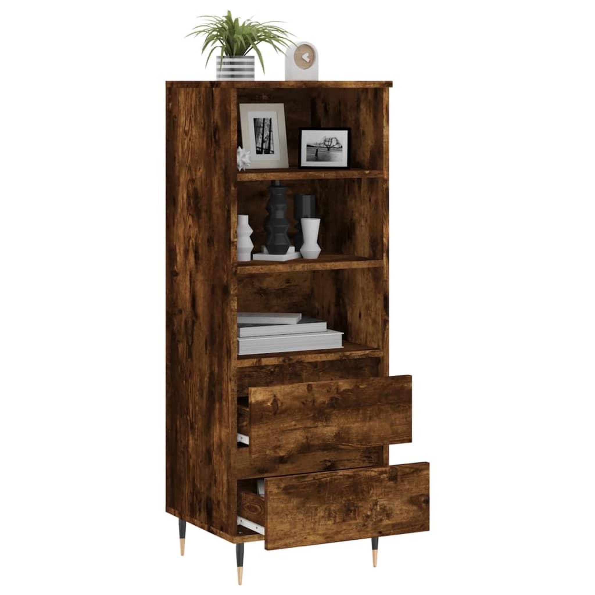 Voir la diapositive 4 : VIDAXL Buffet haut Chene fume 40x36x110 cm Bois d'ingenierie