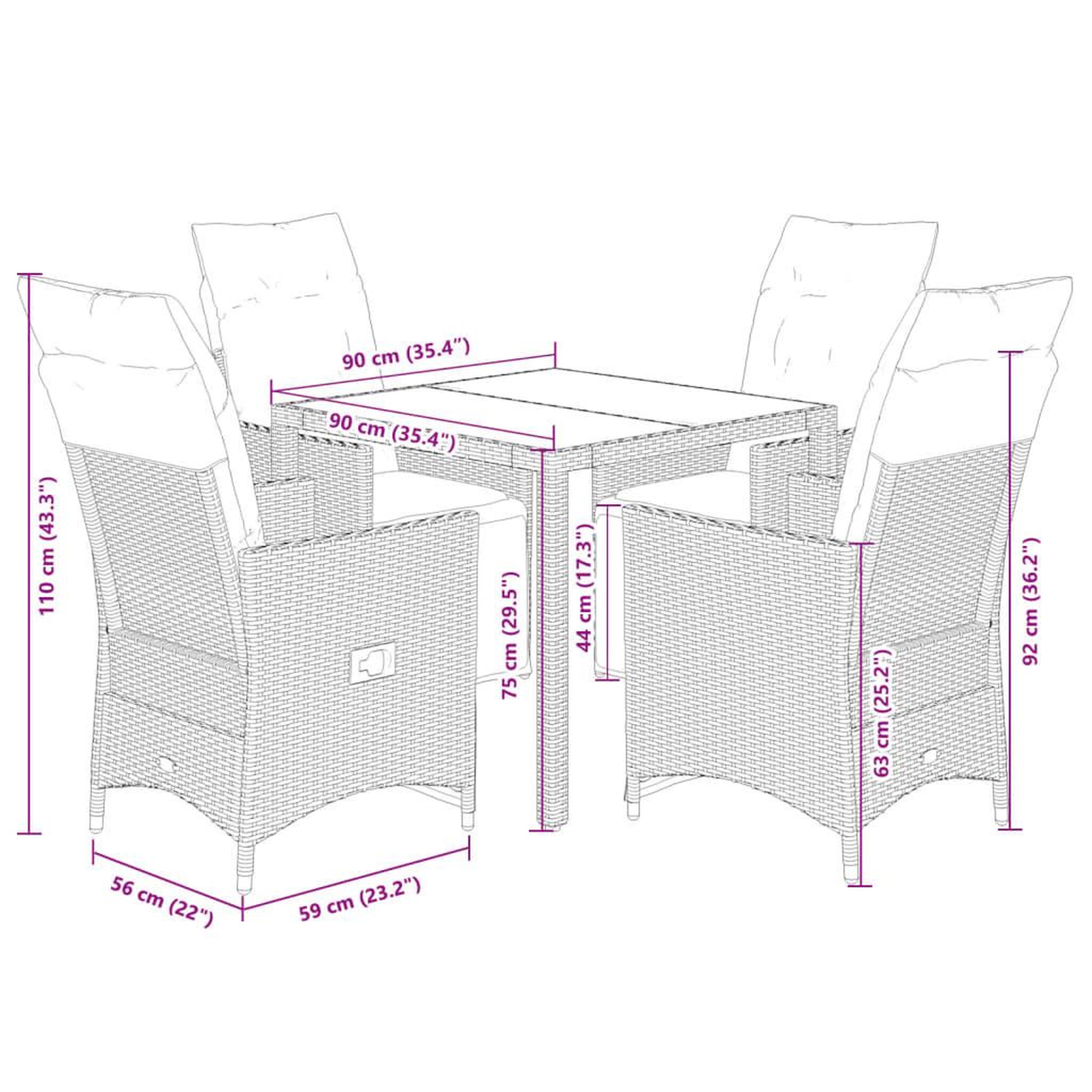 Voir la diapositive 6 : VIDAXL Ensemble de bistro de jardin 5 pcs coussins gris poly rotin