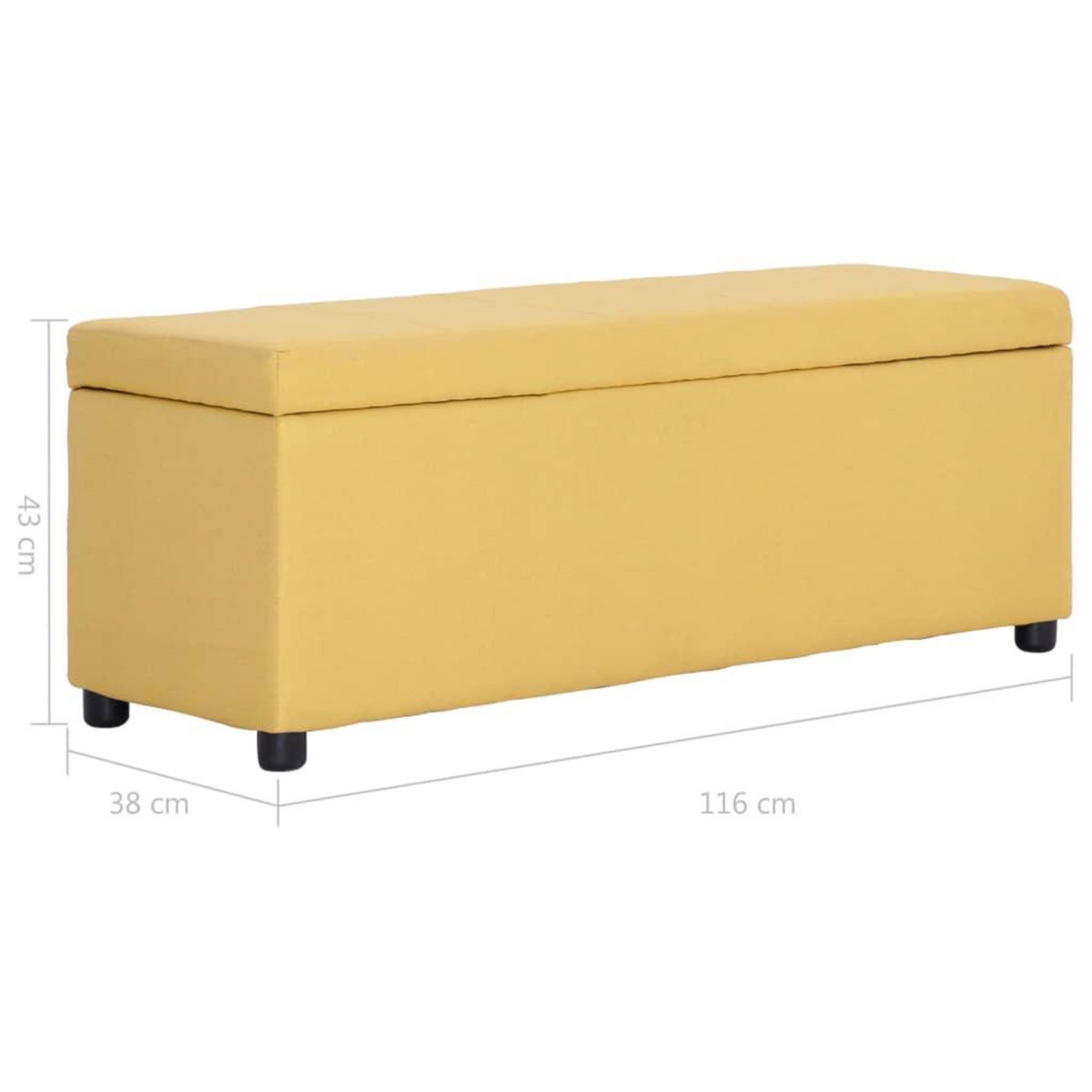 VIDAXL Banc avec compartiment de rangement 116 cm Jaune Polyester