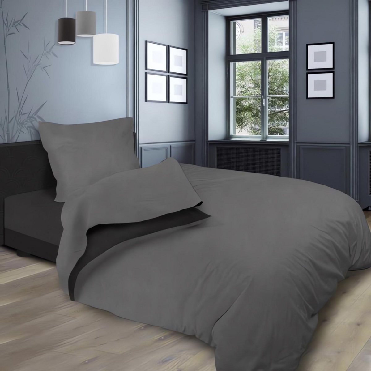 SOLEIL D'OCRE Parure de lit en coton lavé BICOLORE, par Soleil d'ocre