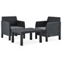 Voir la diapositive 2 : VIDAXL Salon de jardin 3 pcs avec coussins PP Rotin Anthracite
