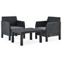 Voir la diapositive 2 : VIDAXL Salon de jardin 3 pcs avec coussins PP Rotin Anthracite