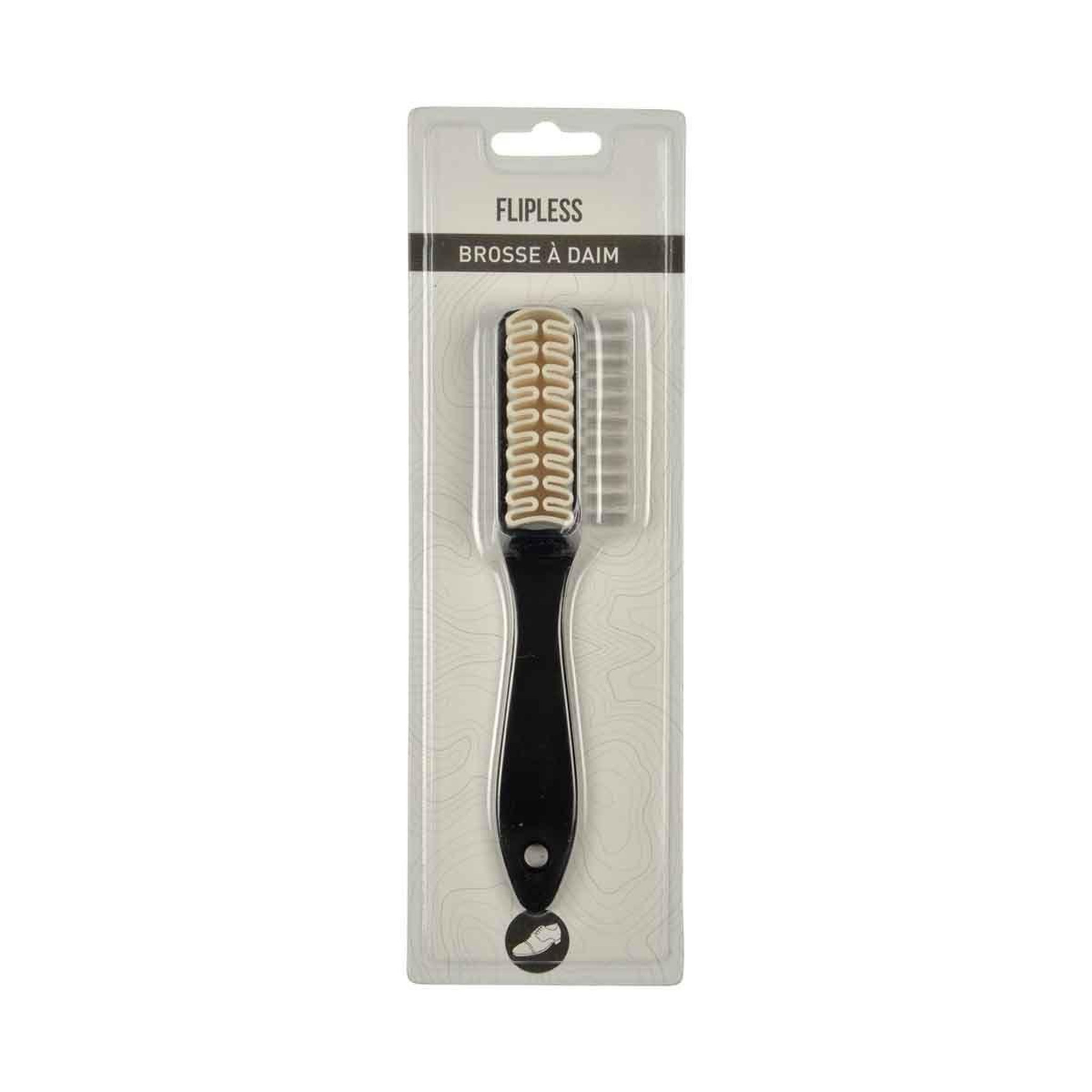 Voir la diapositive 2 : FLIPLESS Brosse pour chaussures  spécial daim  16cm noir