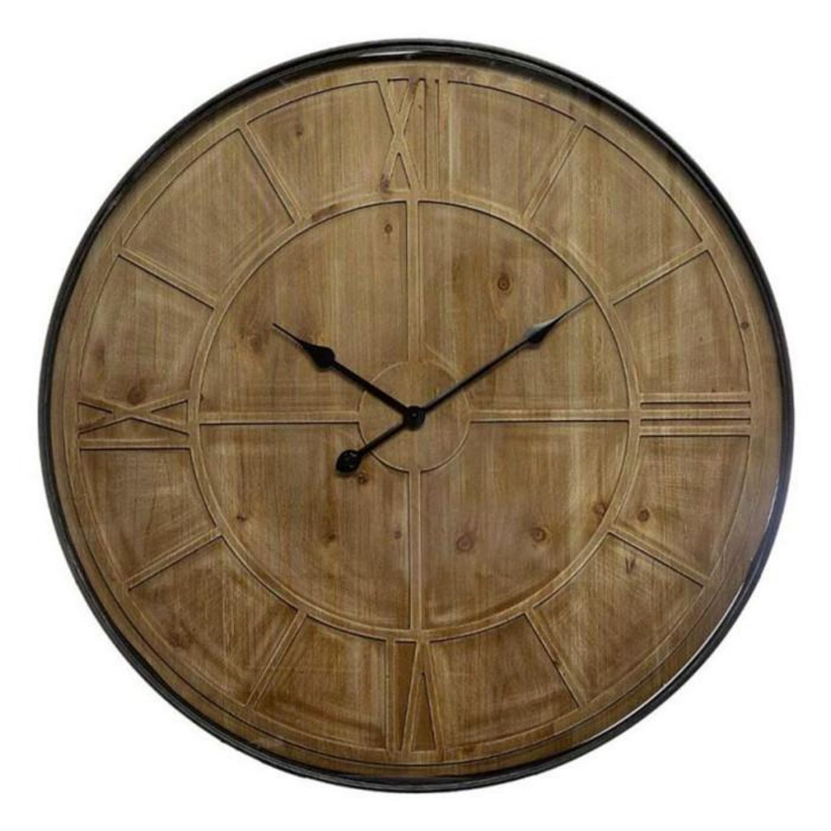 ATMOSPHERA Pendule Ronde en Métal & Bois  Alia  80cm Naturel