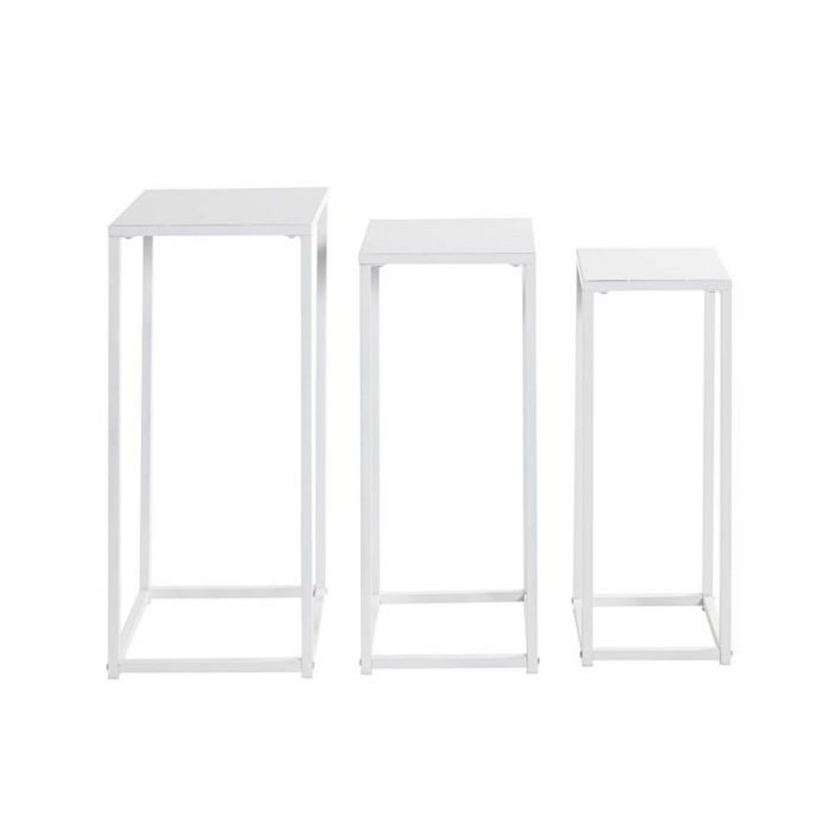 Paris Prix Lot de 3 Sellettes en Métal  Cromano  71cm Blanc