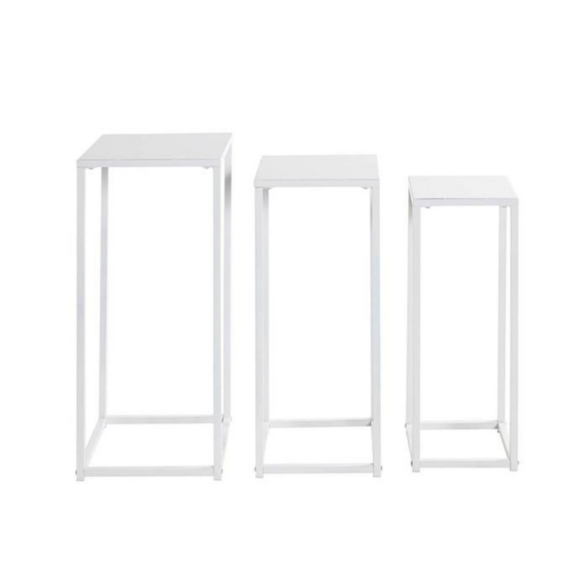 Paris Prix Lot de 3 Sellettes en Métal  Cromano  71cm Blanc