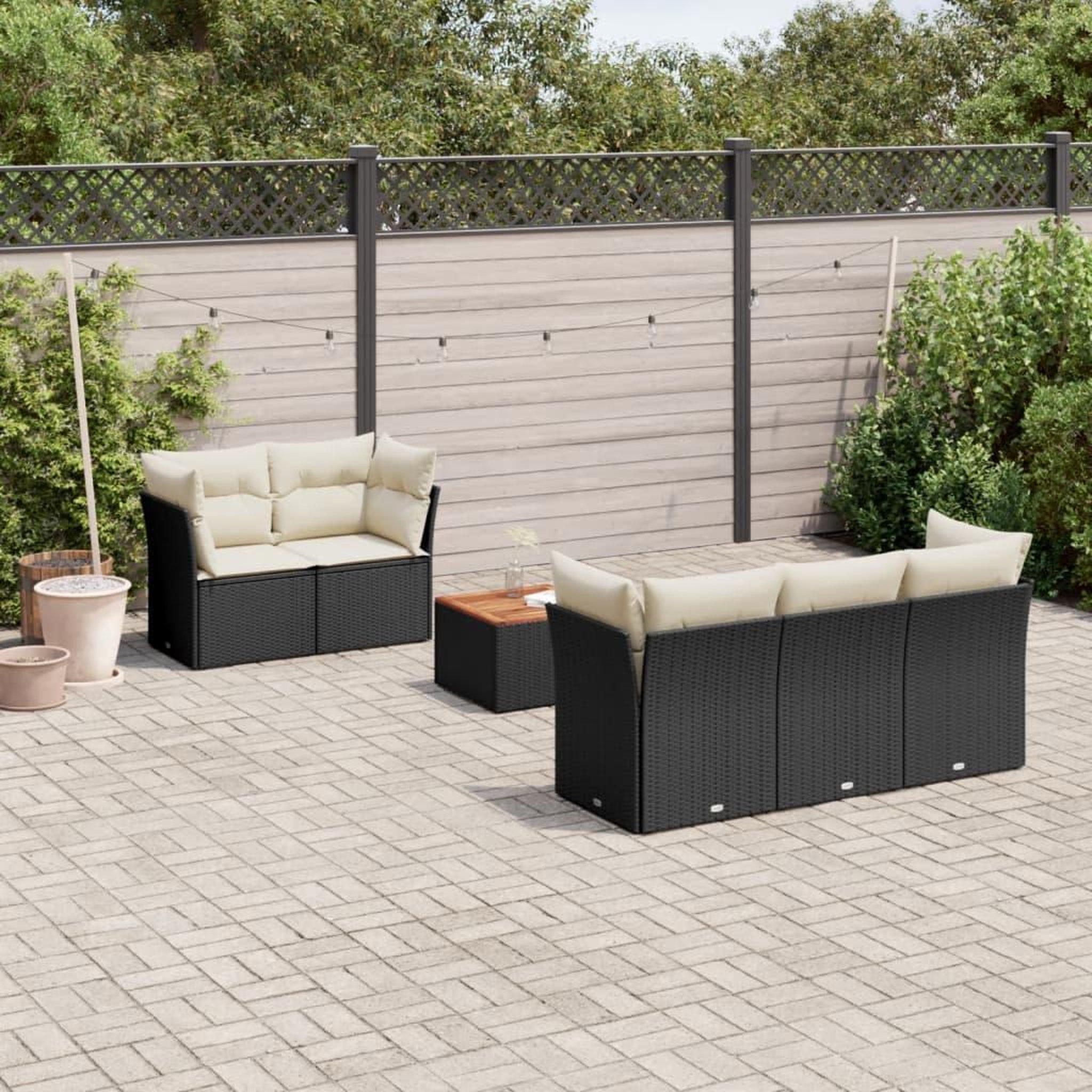 VIDAXL Salon de jardin 6 pcs avec coussins noir resine tressee