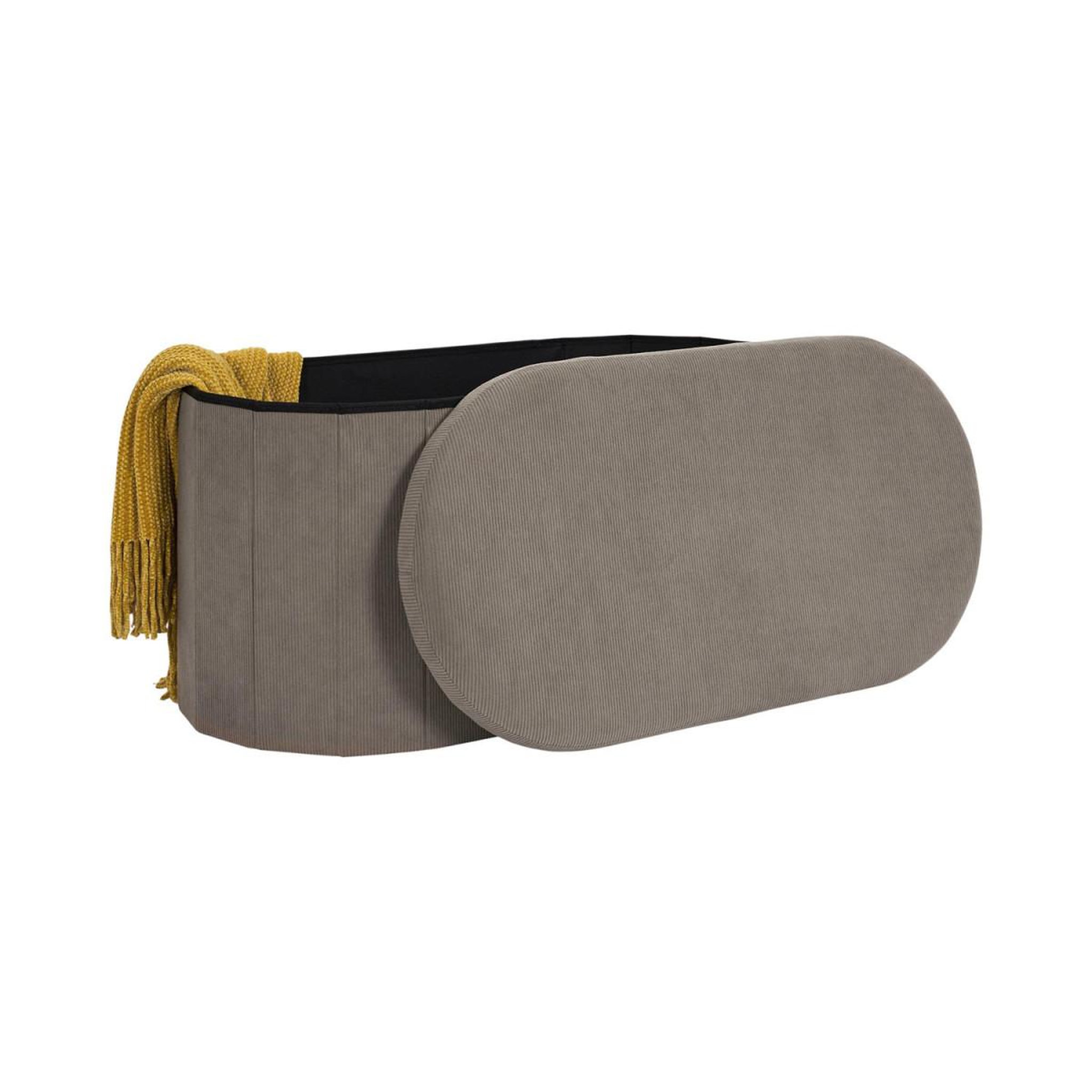 Voir la diapositive 4 : The Home Deco Factory Banc coffre pliable côtelé  jules  76cm taupe