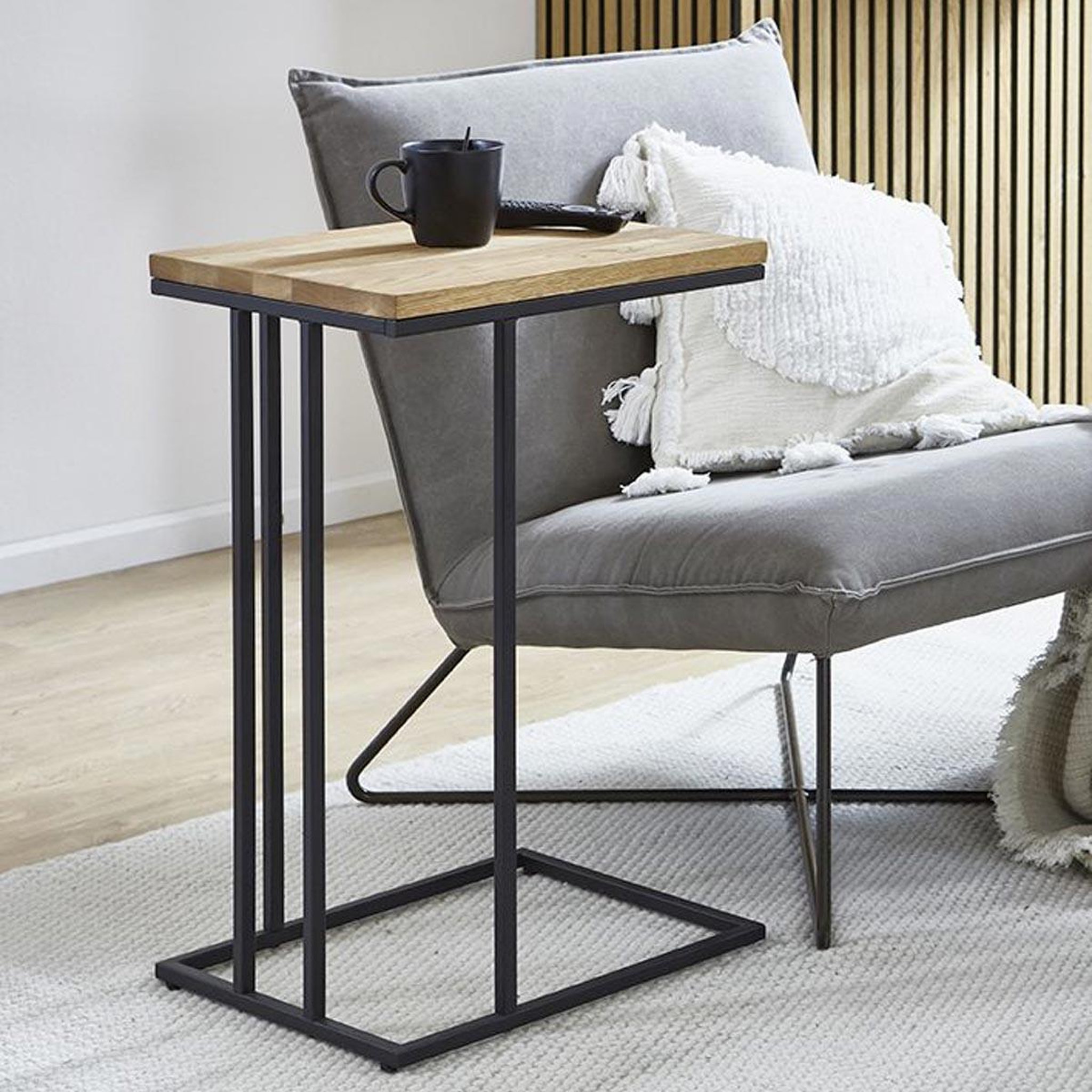 Voir la diapositive 3 : Paris Prix Table d'appoint en bois  rubi  68cm naturel & noir