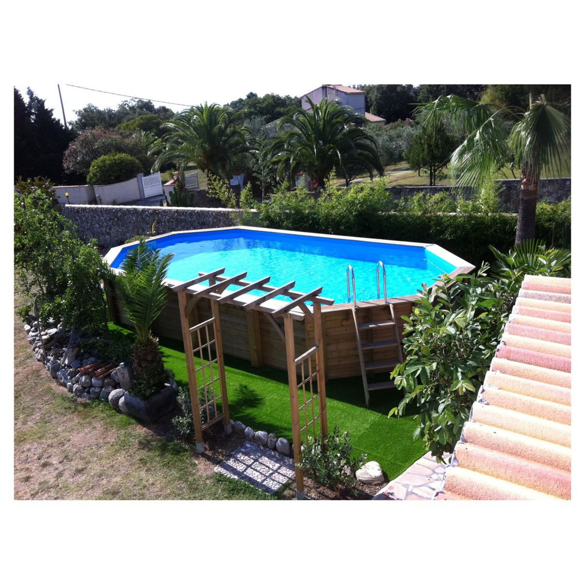 UBBINK Piscine bois Azura 400x750 - H130cm - Liner Bleu 