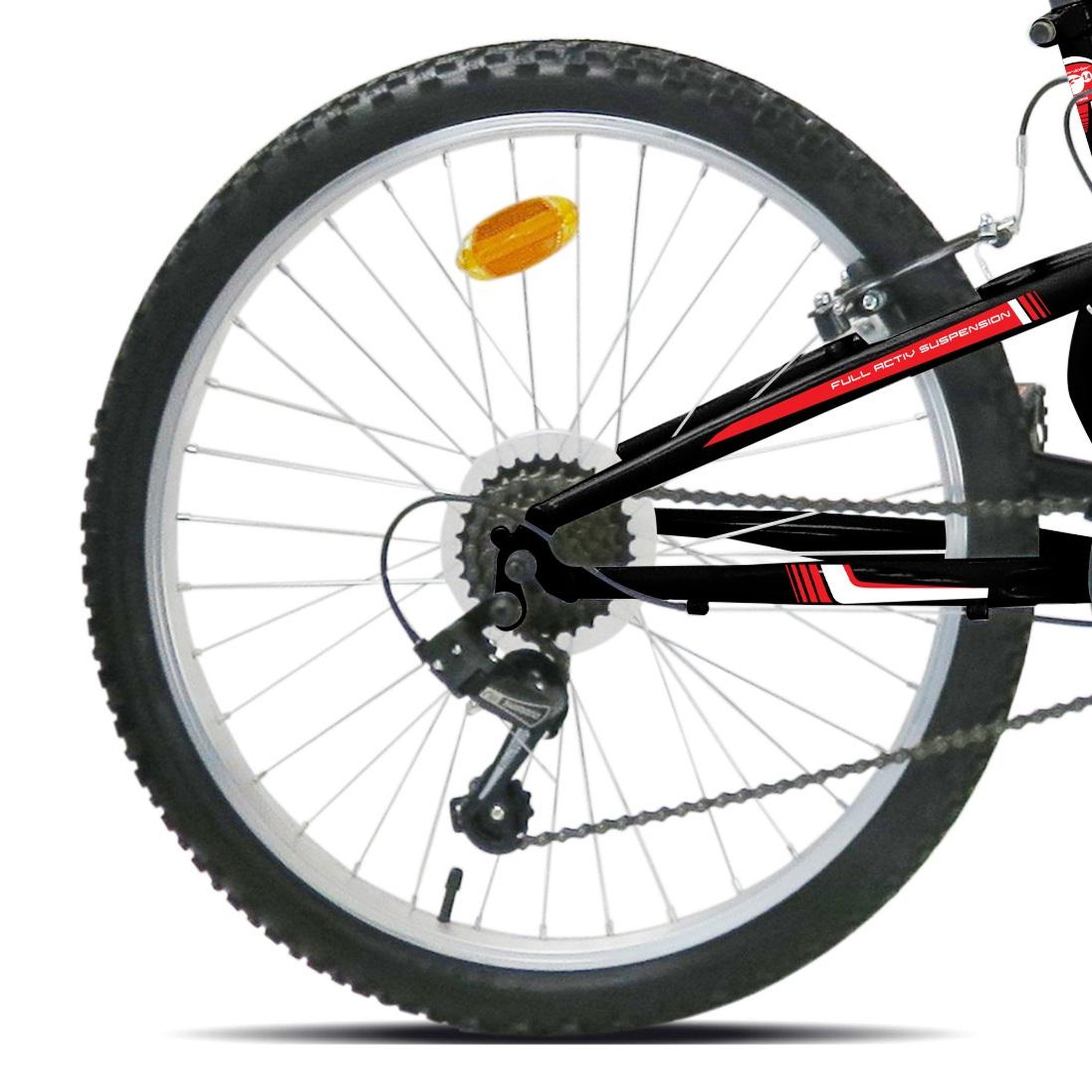 Voir la diapositive 4 : FREERIDER Vélo VTT 24'' Tout Suspendu   Freerider   Mixte pour enfant de taille à partir de 140 cm  - 18 Vitesses Indexées - Fourche télescopique - Dérailleur Shimano - Freins V-Brake et Jantes en aluminium