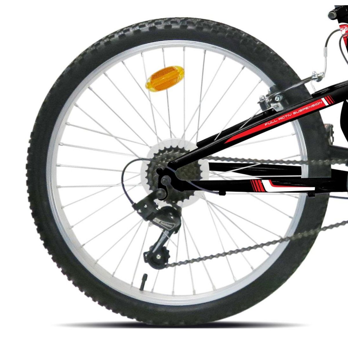 FREERIDER Vélo VTT 24'' Tout Suspendu   Freerider   Mixte pour enfant de taille à partir de 140 cm  - 18 Vitesses Indexées - Fourche télescopique - Dérailleur Shimano - Freins V-Brake et Jantes en aluminium