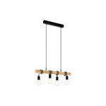 EGLO Suspension Townshend bois, 4xE27 metal noir, Eglo