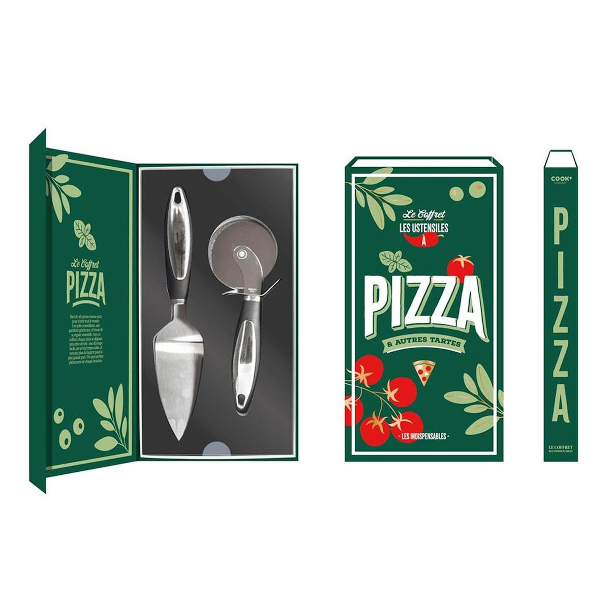 Paris Prix Coffret Ustensiles Pizza  Livre  32cm Vert