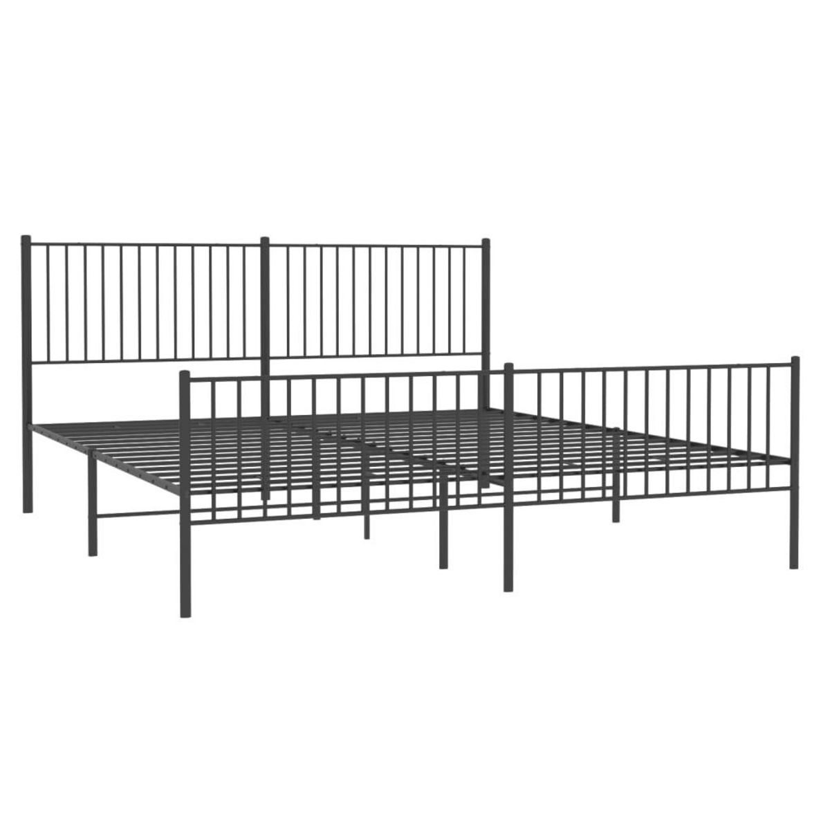VIDAXL Cadre de lit metal sans matelas avec pied de lit noir 200x200cm