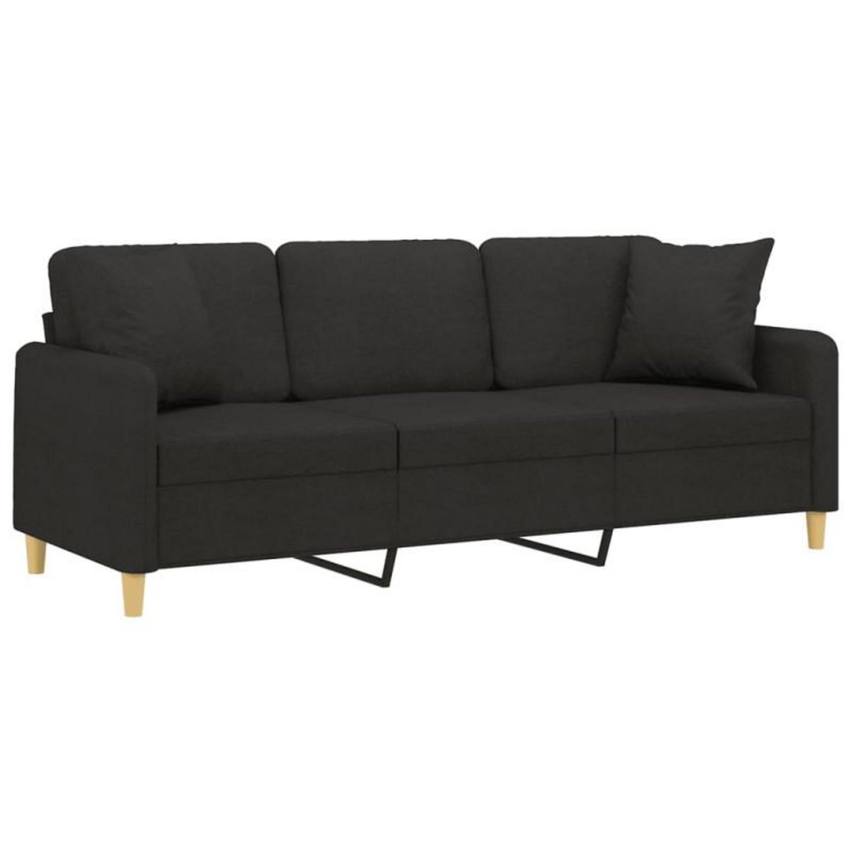 VIDAXL Canapé 3 places avec oreillers décoratifs noir 180 cm tissu