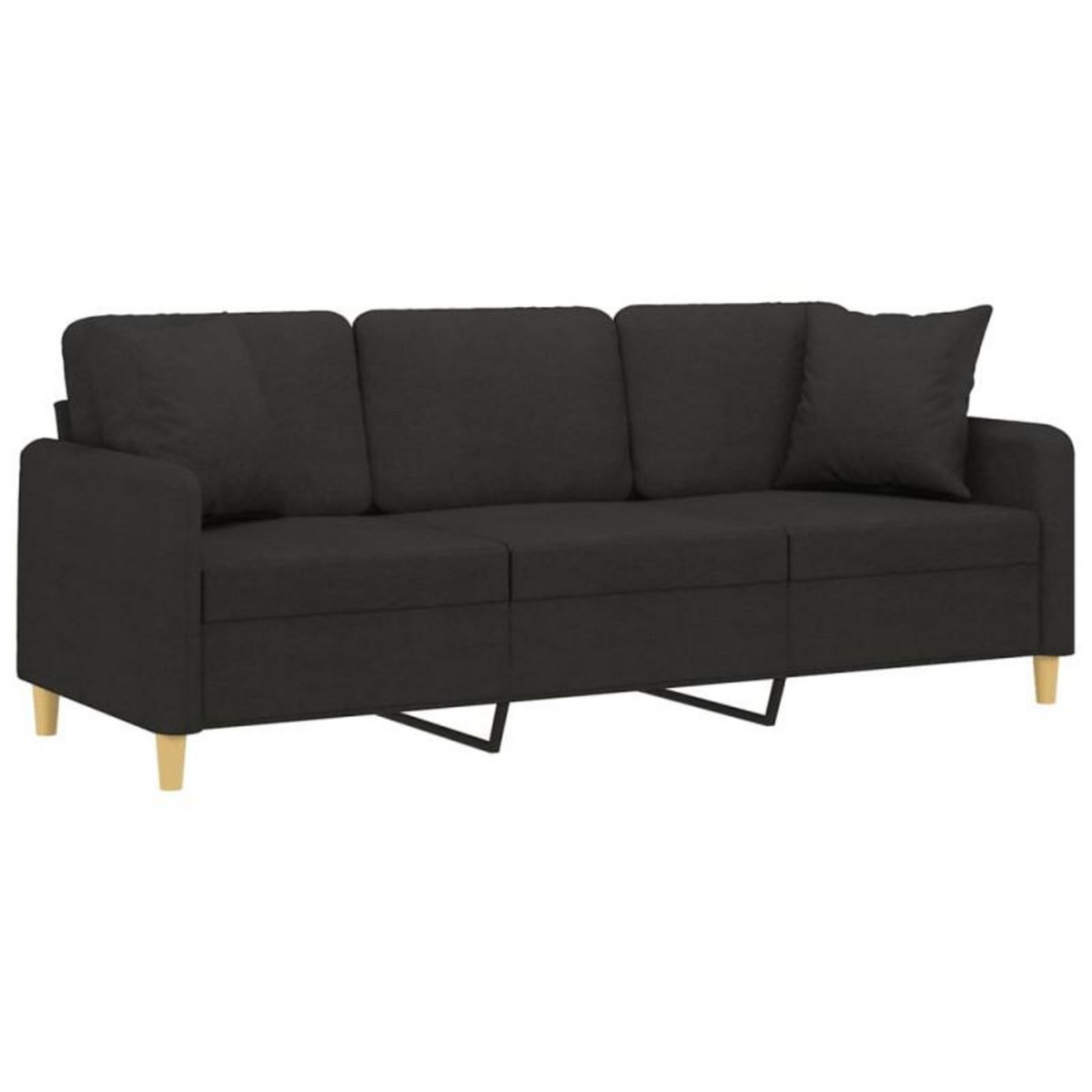 VIDAXL Canapé 3 places avec oreillers décoratifs noir 180 cm tissu