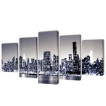 VIDAXL Set de toiles murales imprimees Horizon de New York monochrome