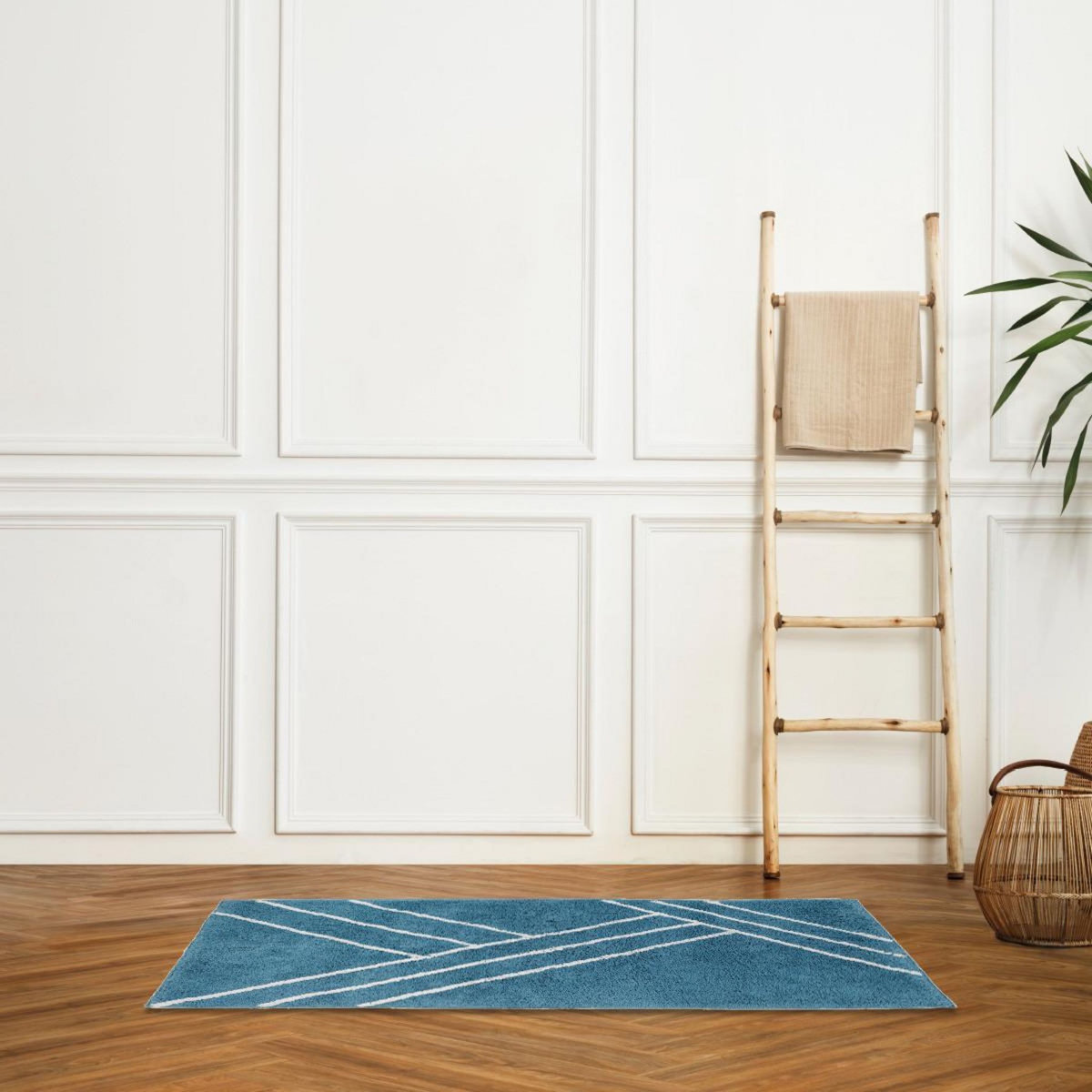 GUY LEVASSEUR Tapis de bain déco géométrique en coton 60x120cm