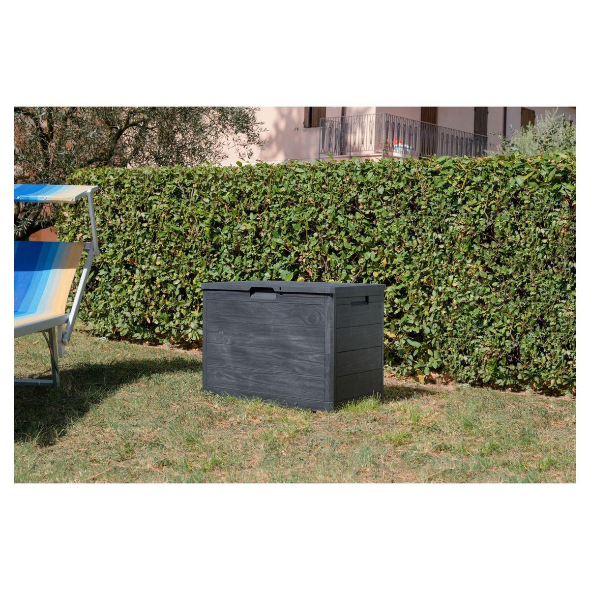 TOOMAX Coffre de rangement jardin résine - Anthracite - 160L - MULTIBOX WOODY 160