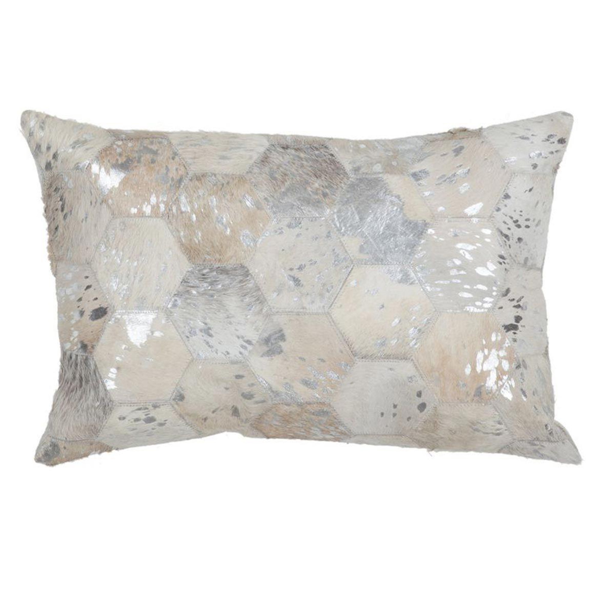 Paris Prix Coussin déco en cuir  spark  40x60cm argent