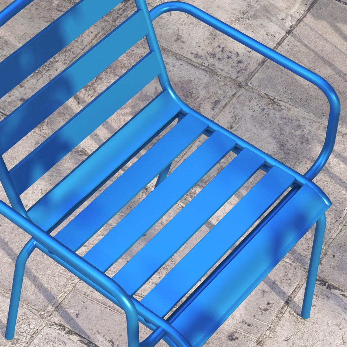 OUTSUNNY Salon de jardin bistro - table basse ronde Ø 60 cm 2 chaises empilables - acier thermolaqué bleu