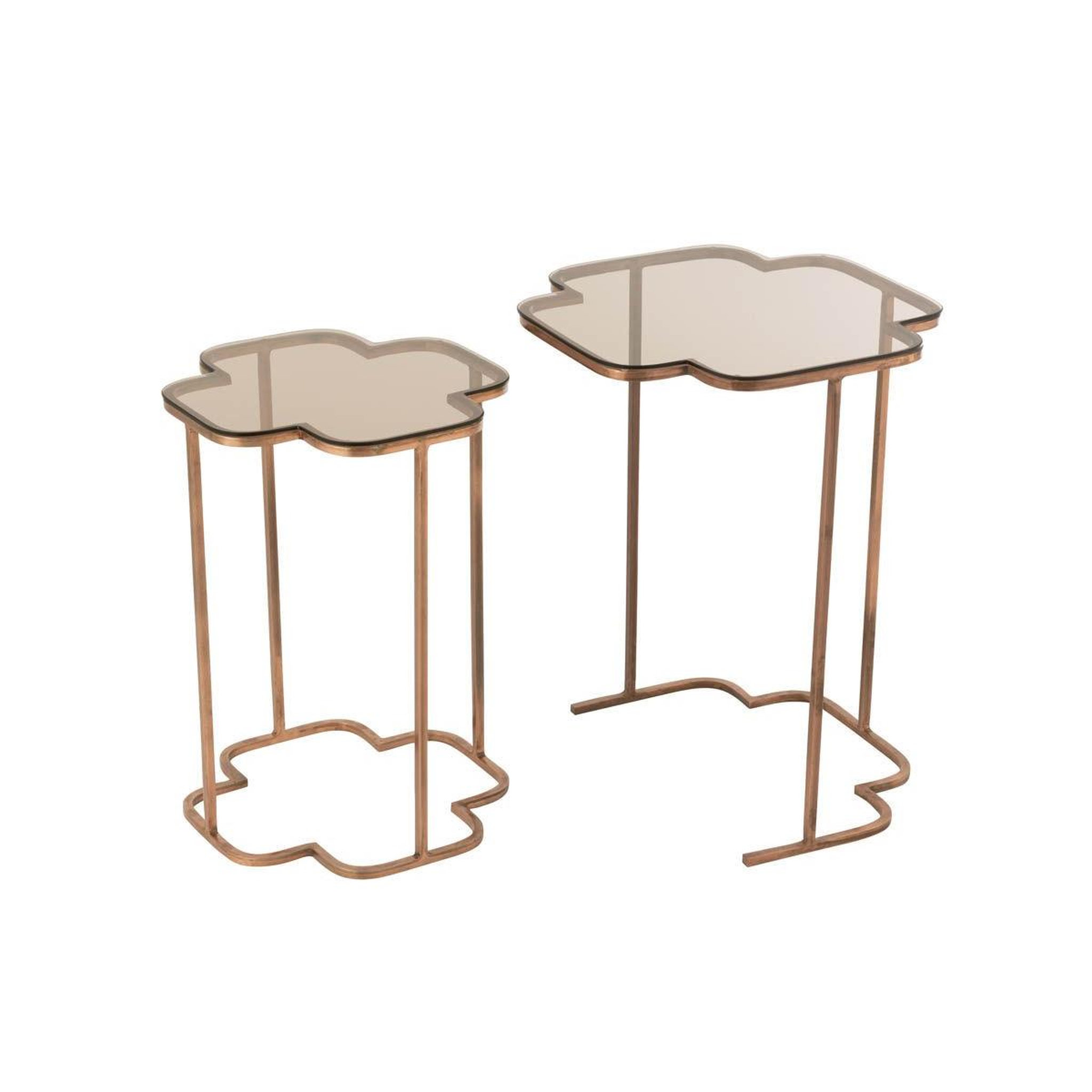 Voir la diapositive 3 : J-LINE Lot de 2 tables d'appoint métal  ones  61cm cuivre