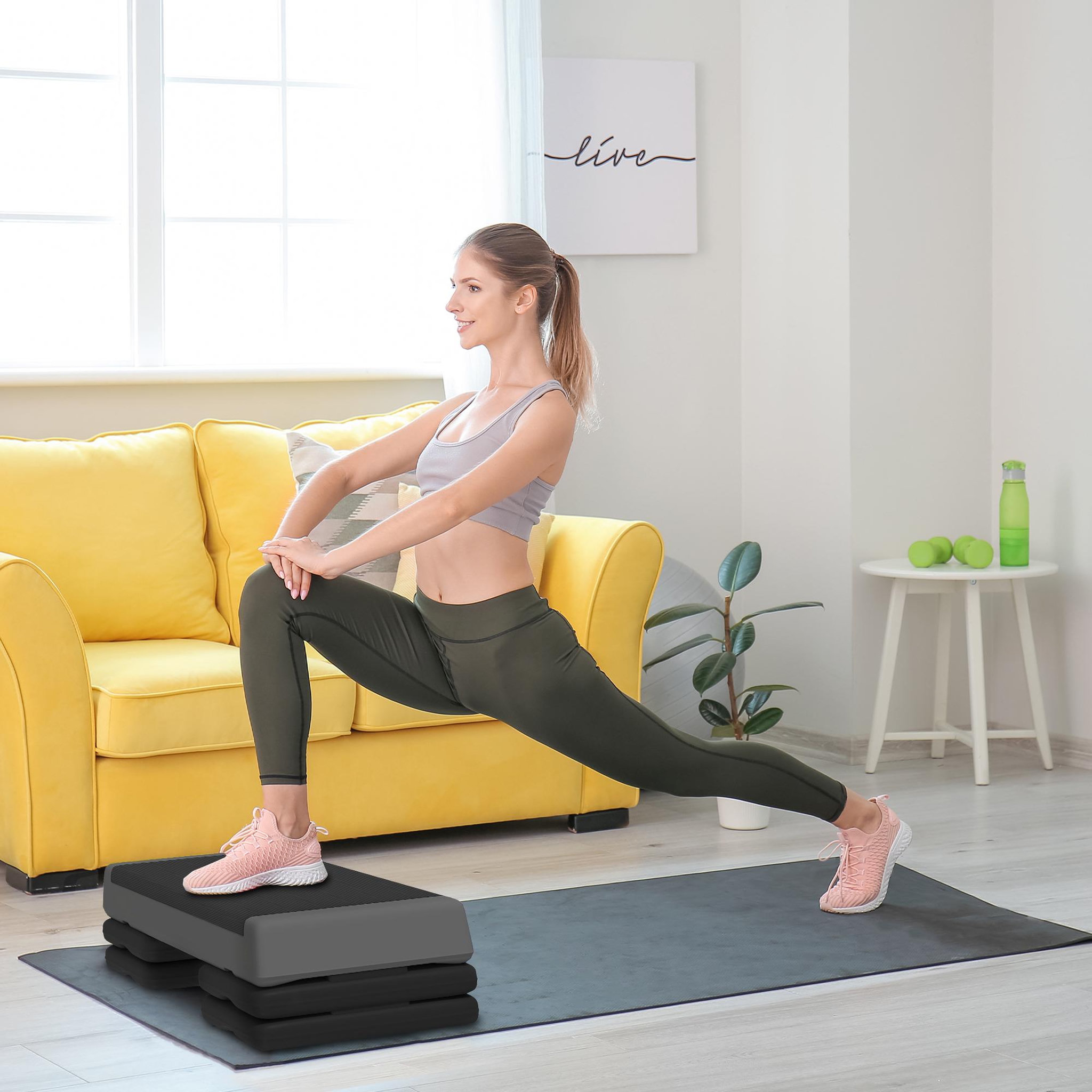 Voir la diapositive 2 : HOMCOM Stepper fitness hauteur réglable max. 250kg gris noir
