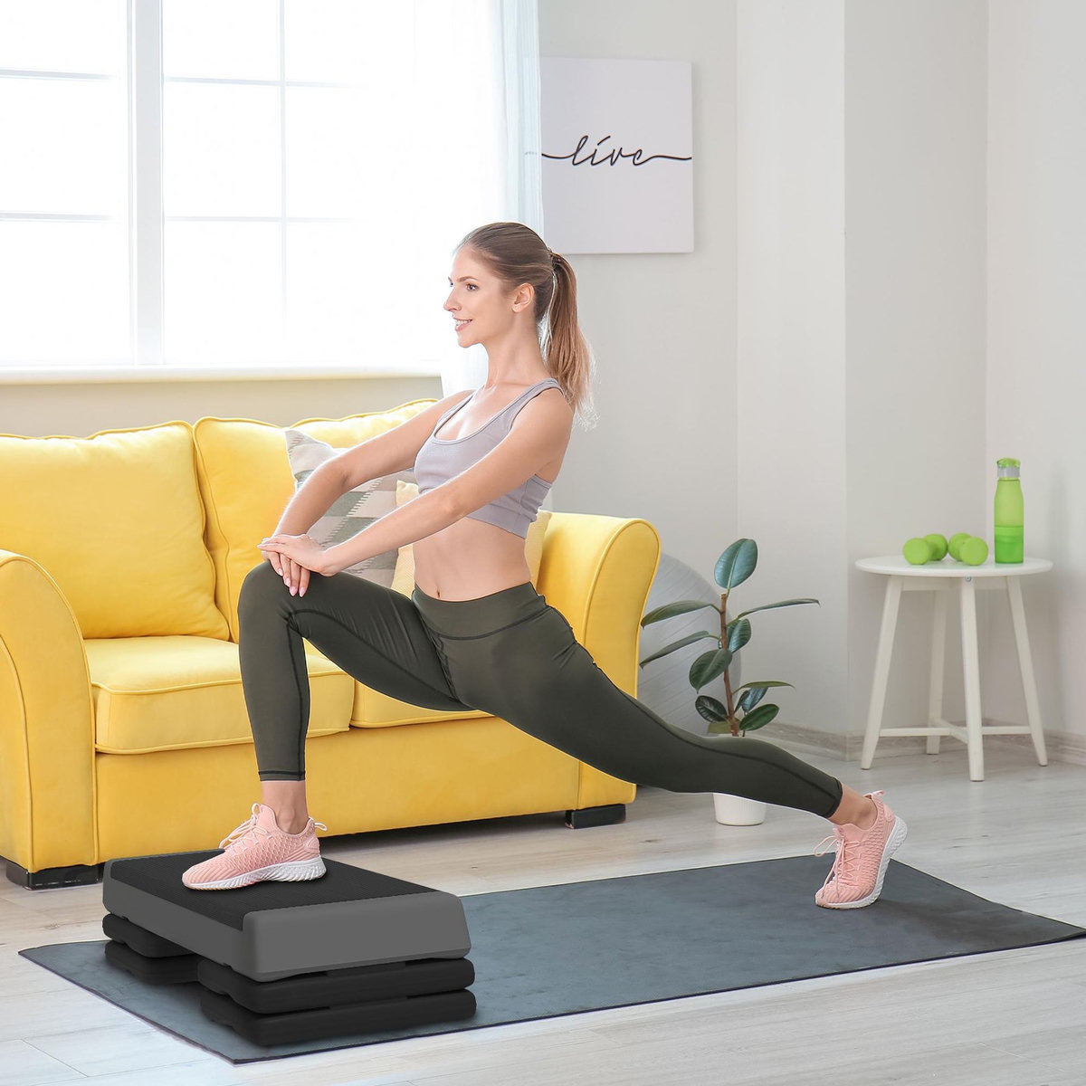 HOMCOM Stepper fitness hauteur réglable max. 250Kg gris noir