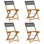 Voir la diapositive 2 : VIDAXL Chaises de jardin pliantes lot de 4 noir poly rotin bois massif