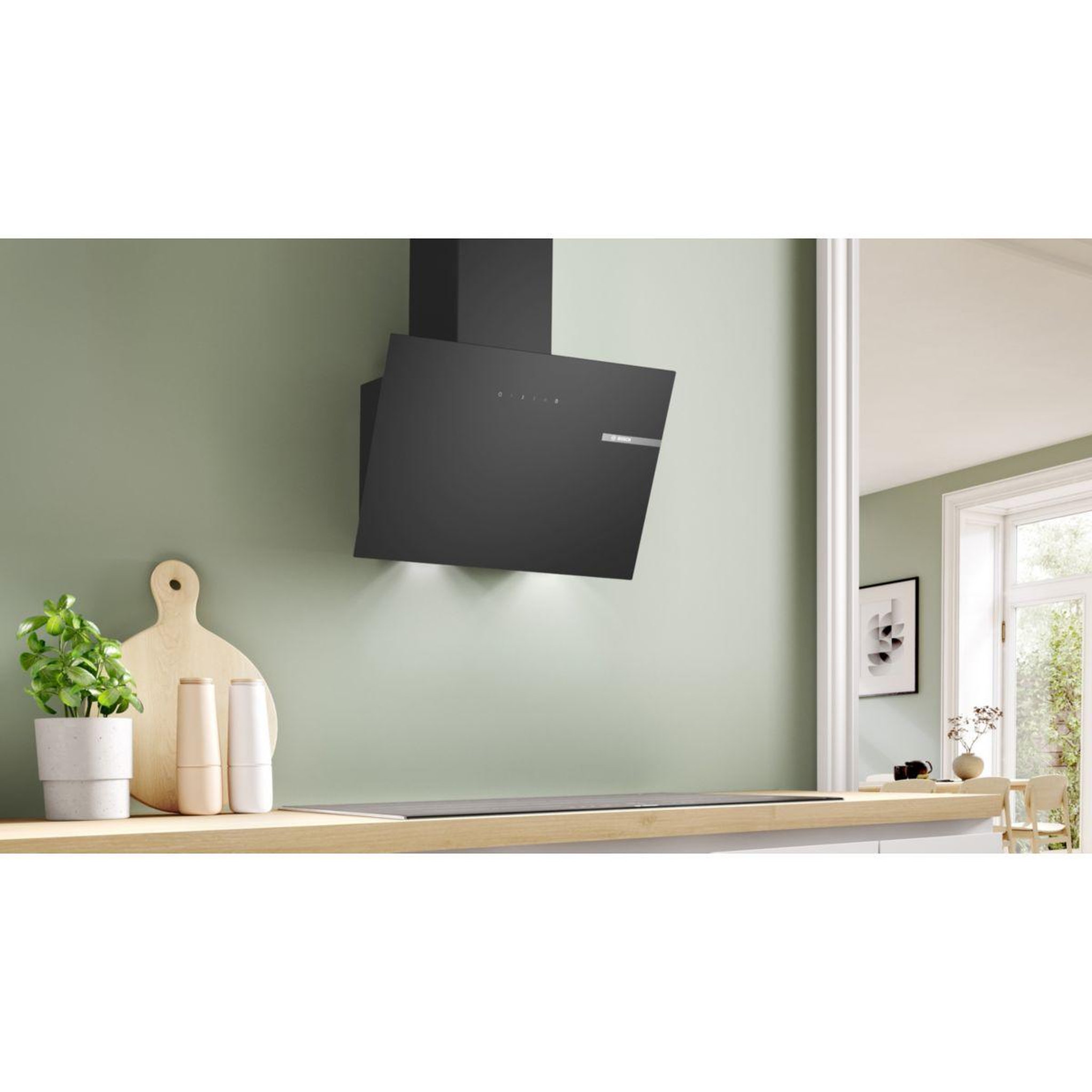 Voir la diapositive 2 : BOSCH Hotte décorative murale inclinée DWK65DK60