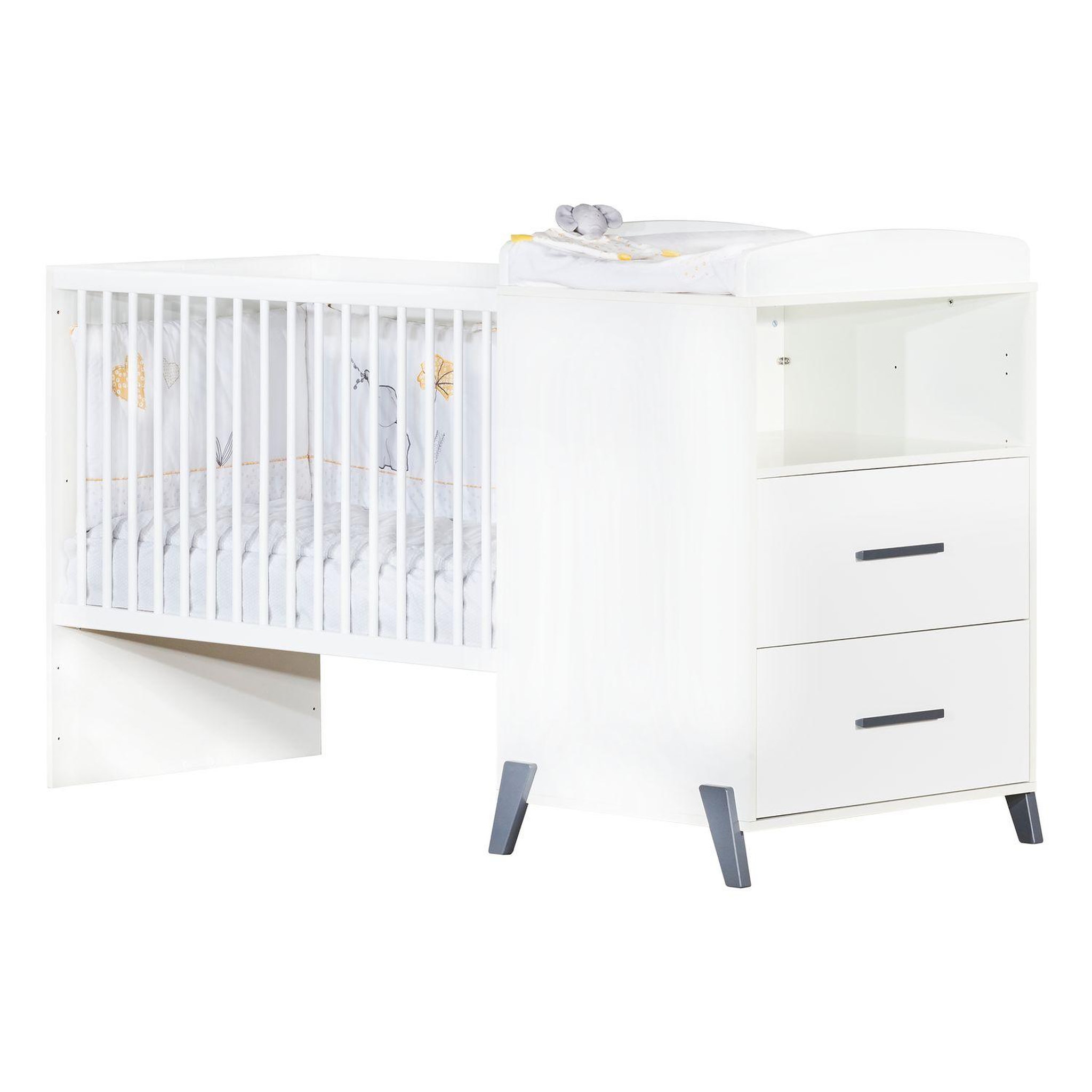 Voir la diapositive 2 : BABY PRICE  Lit bébé combiné 120x60 évolutif en 90x190cm JOY coloris gris  