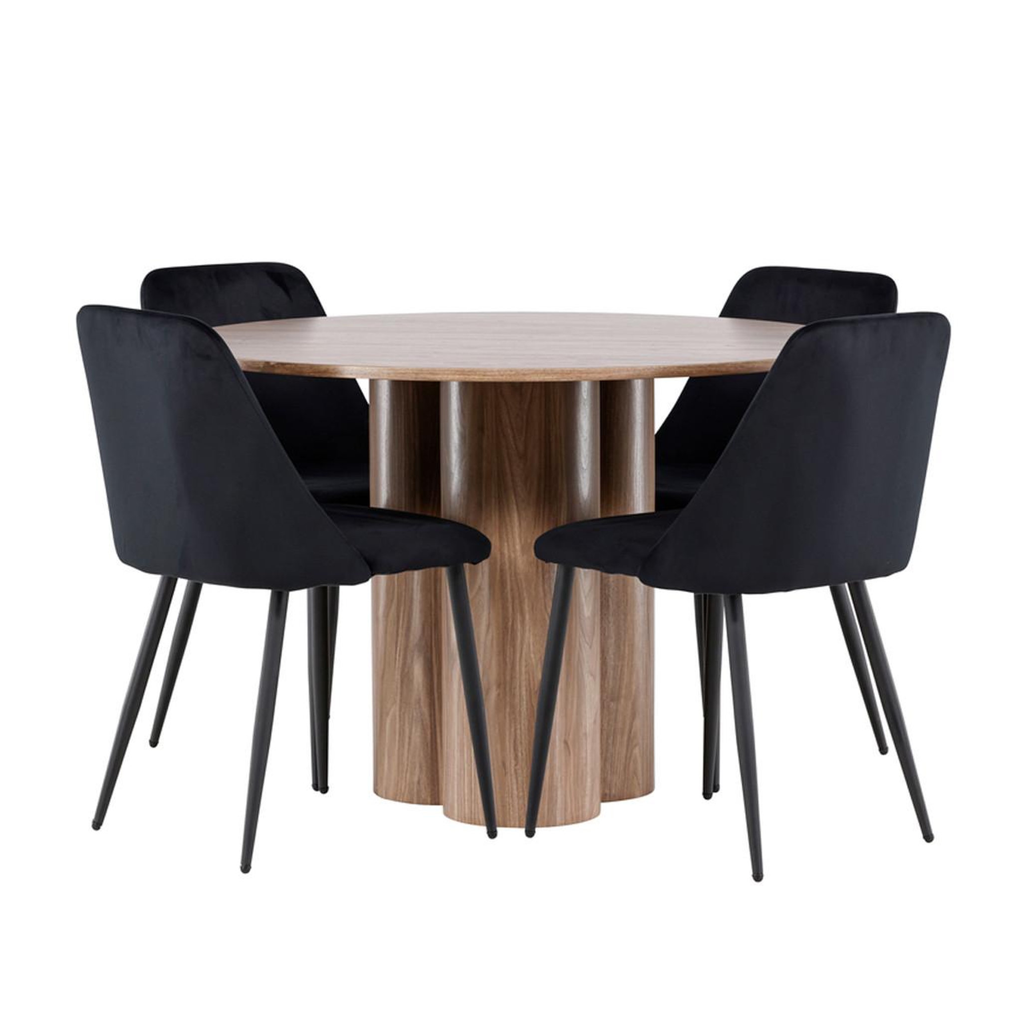 Paris Prix Ensemble table à manger & 4 chaises  olivia & night  110cm marron & noir