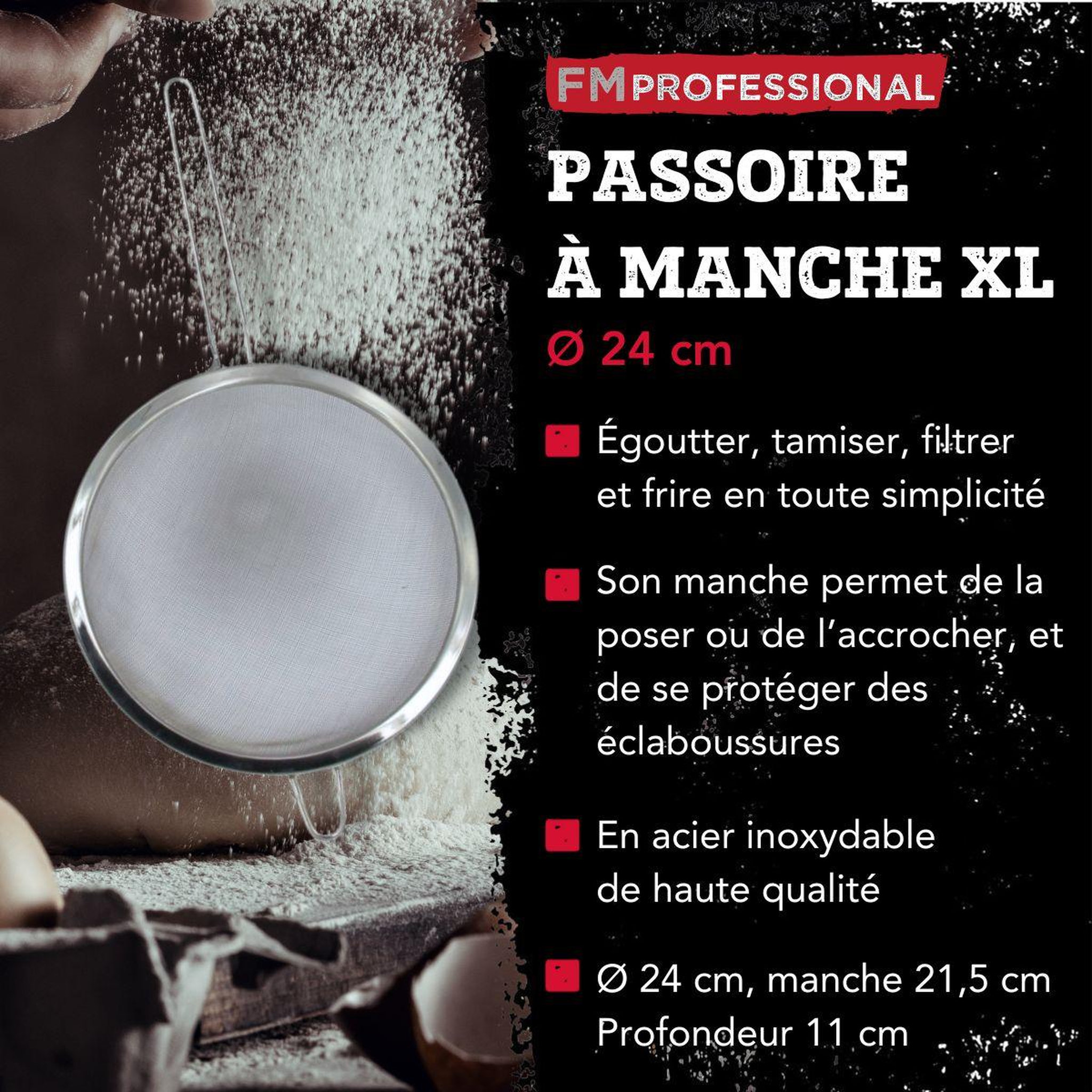 Voir la diapositive 3 : FM PROFESSIONAL Ensemble de 2 passoires inox xl 24 cm fm professional
