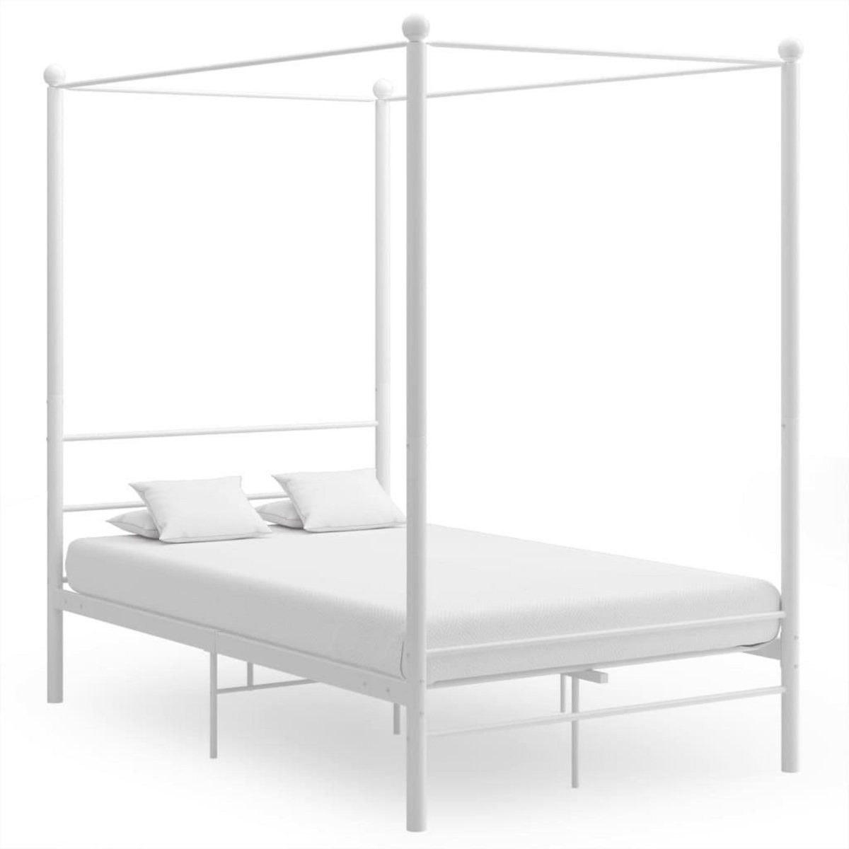 VIDAXL Cadre de lit a baldaquin sans matelas blanc 140x200 cm metal